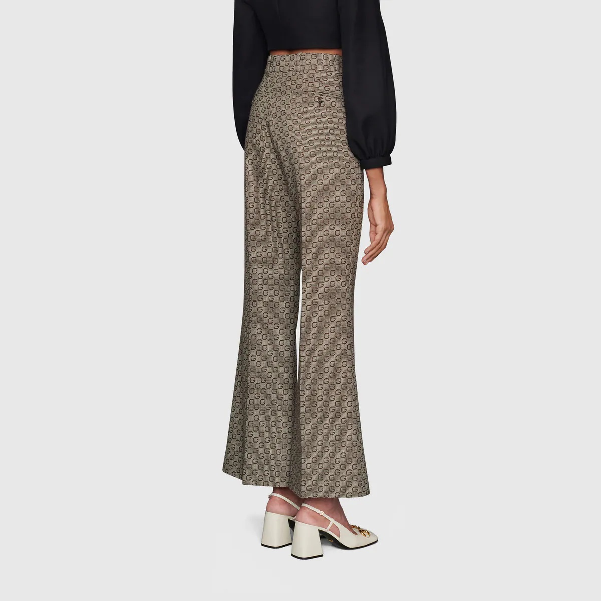 G jacquard wool flare pant - 4
