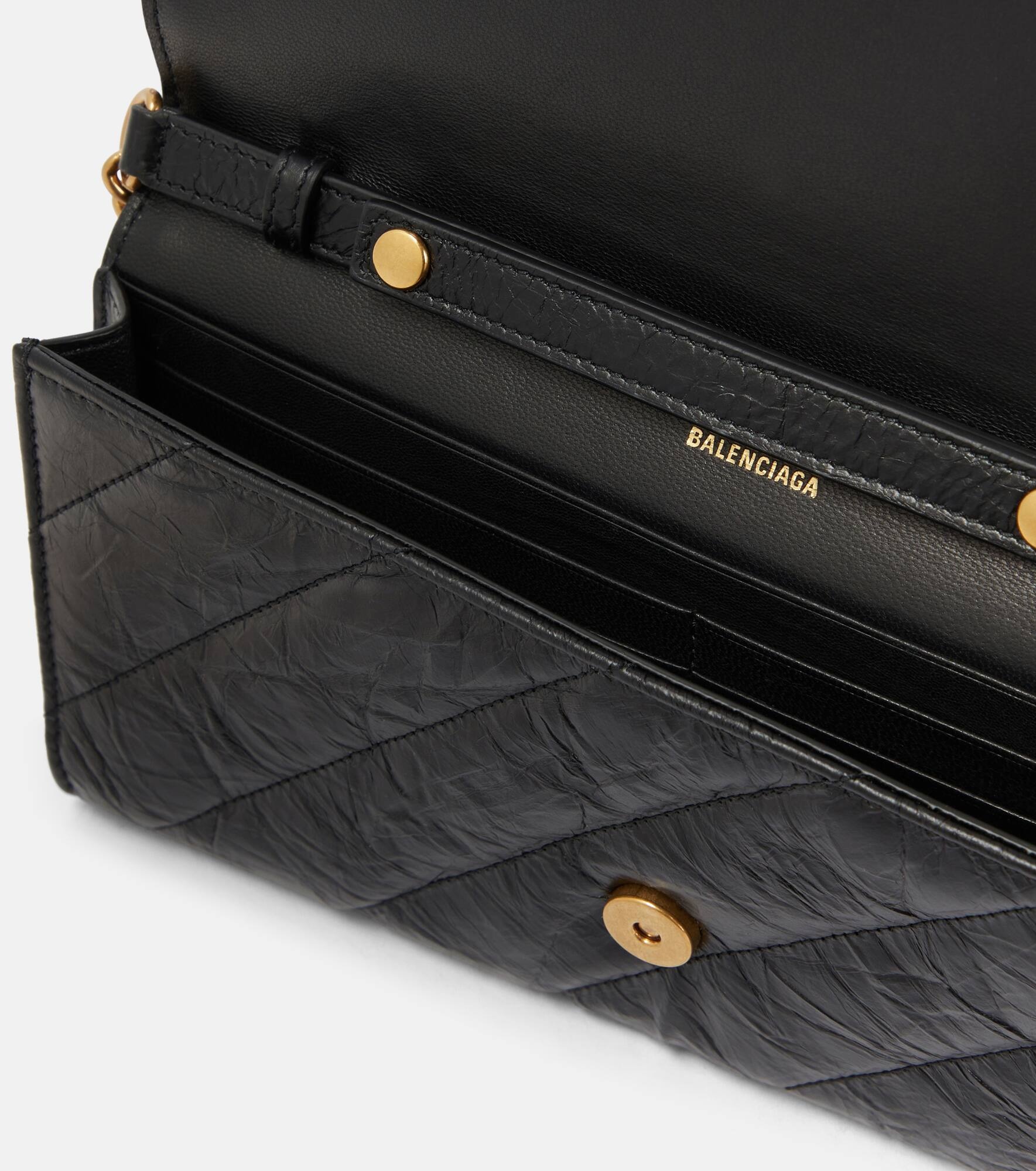Crush quilted leather wallet on chain - 3