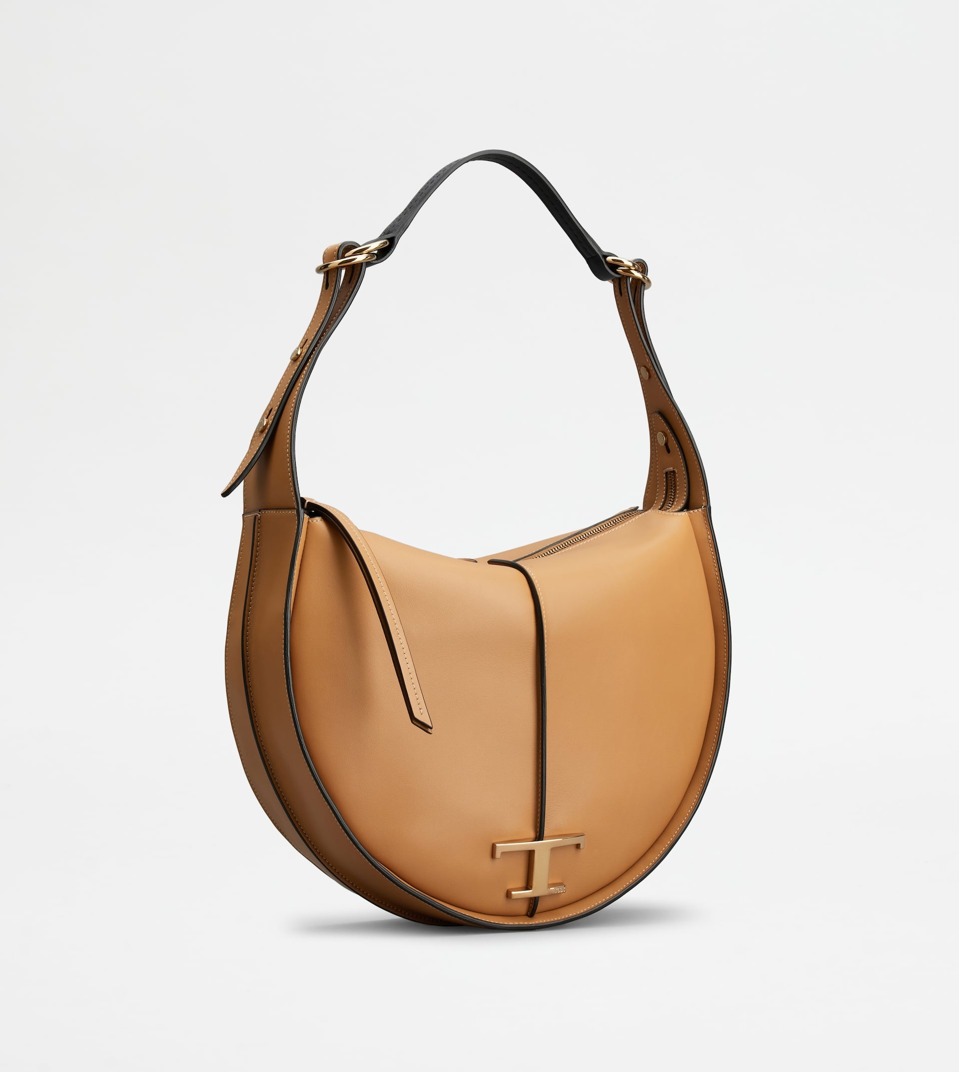 T TIMELESS HOBO BAG IN LEATHER MEDIUM - BROWN - 4