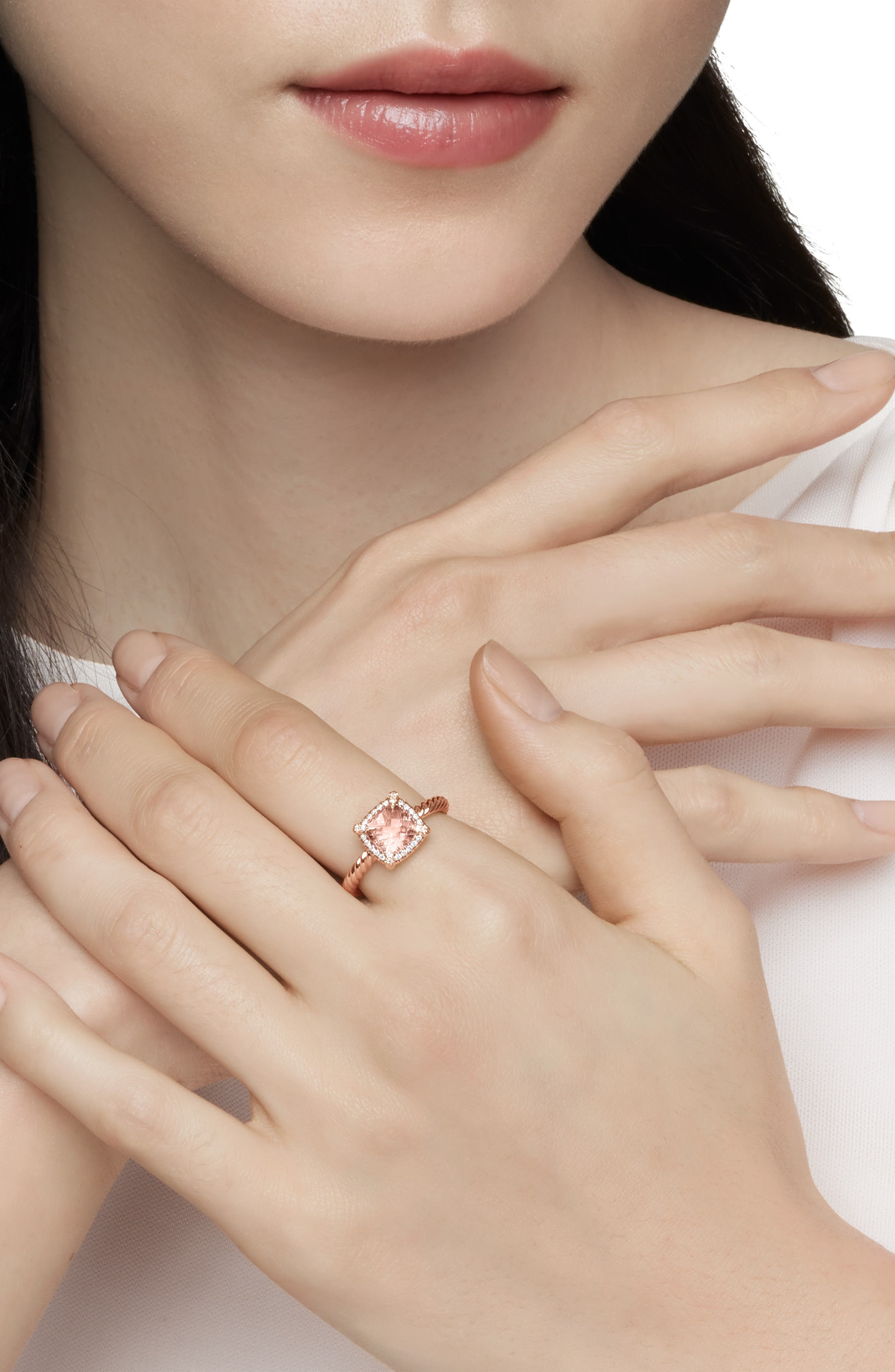 David Yurman Petite Chatelaine® Pavé Bezel Ring in Morganite at Nordstrom - 2