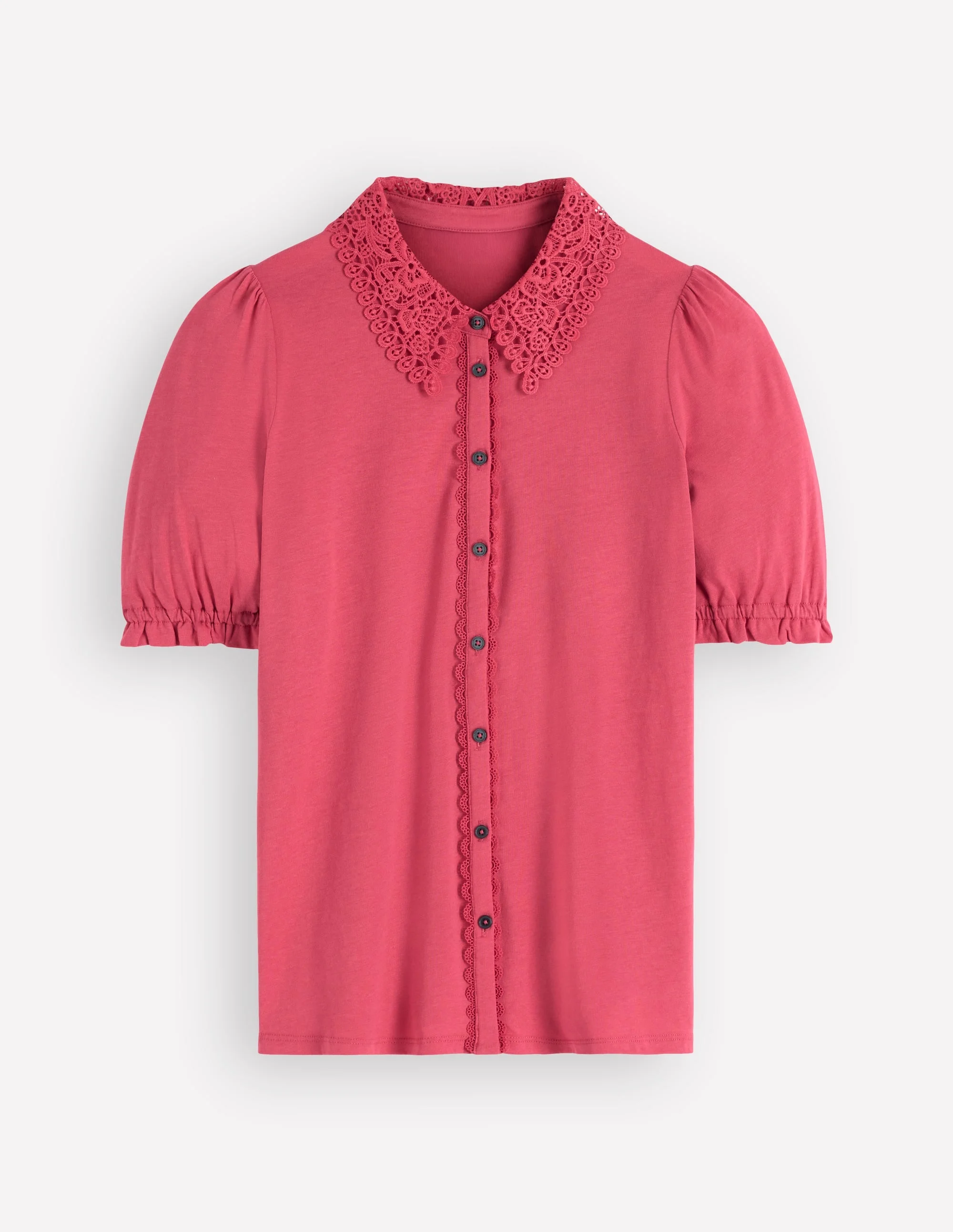 Nessa Broderie Collar Blouse-Cherry Blush - 1