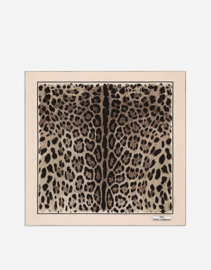 Leopard-print twill scarf (70 x 70) - 1