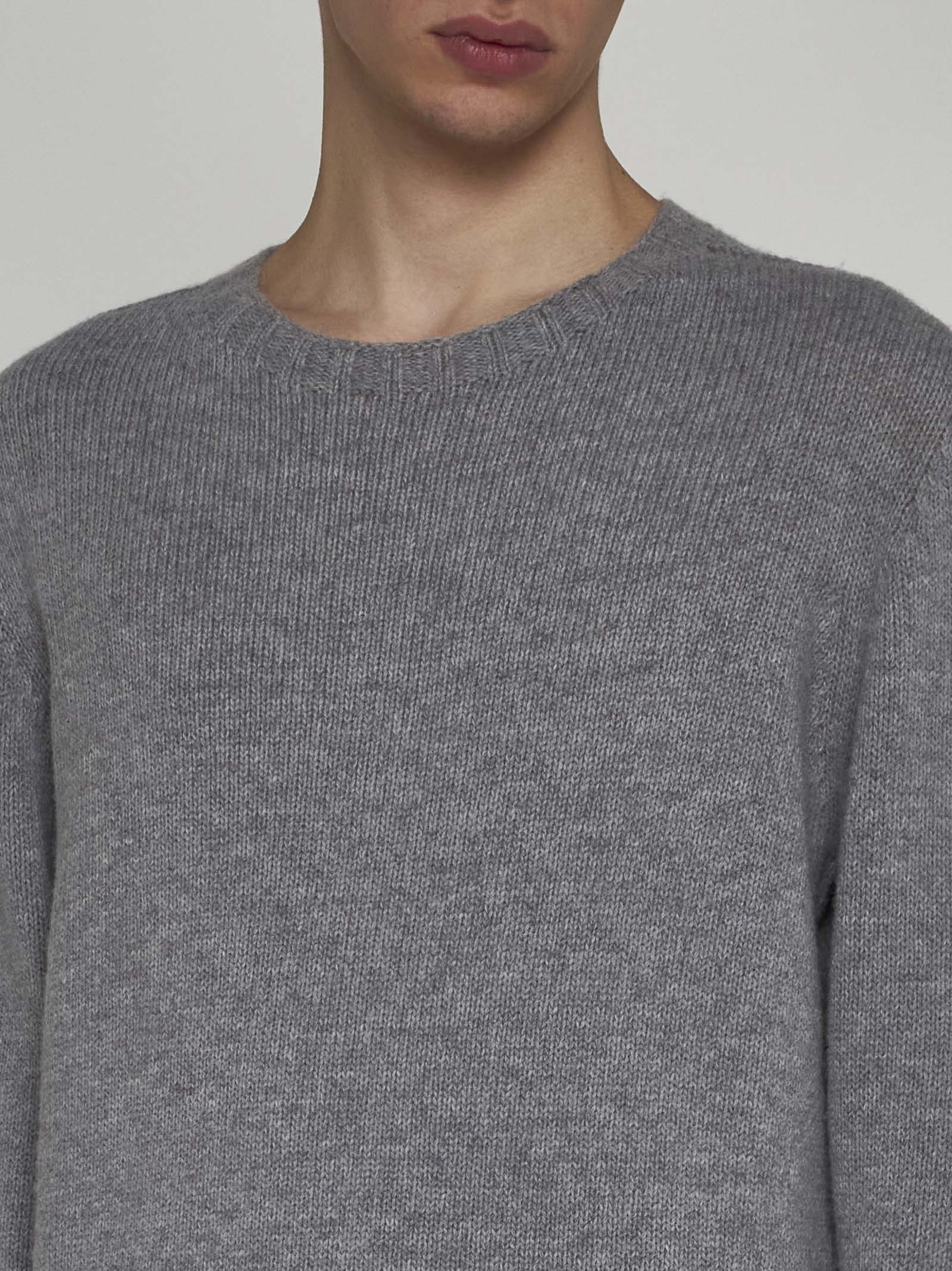 Curved logo wool-blend sweater - 5
