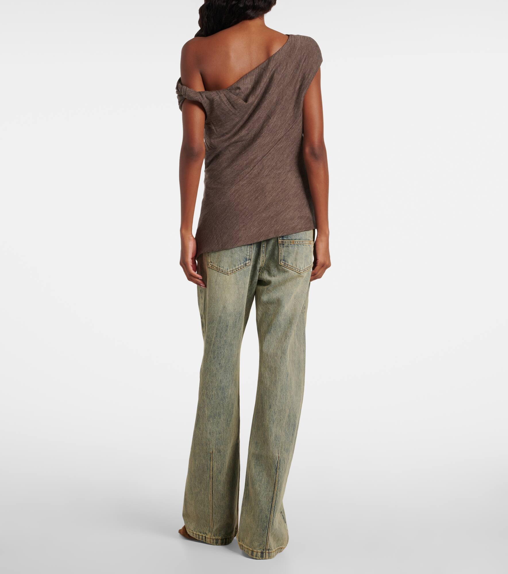 Draped asymmetric wool top - 3
