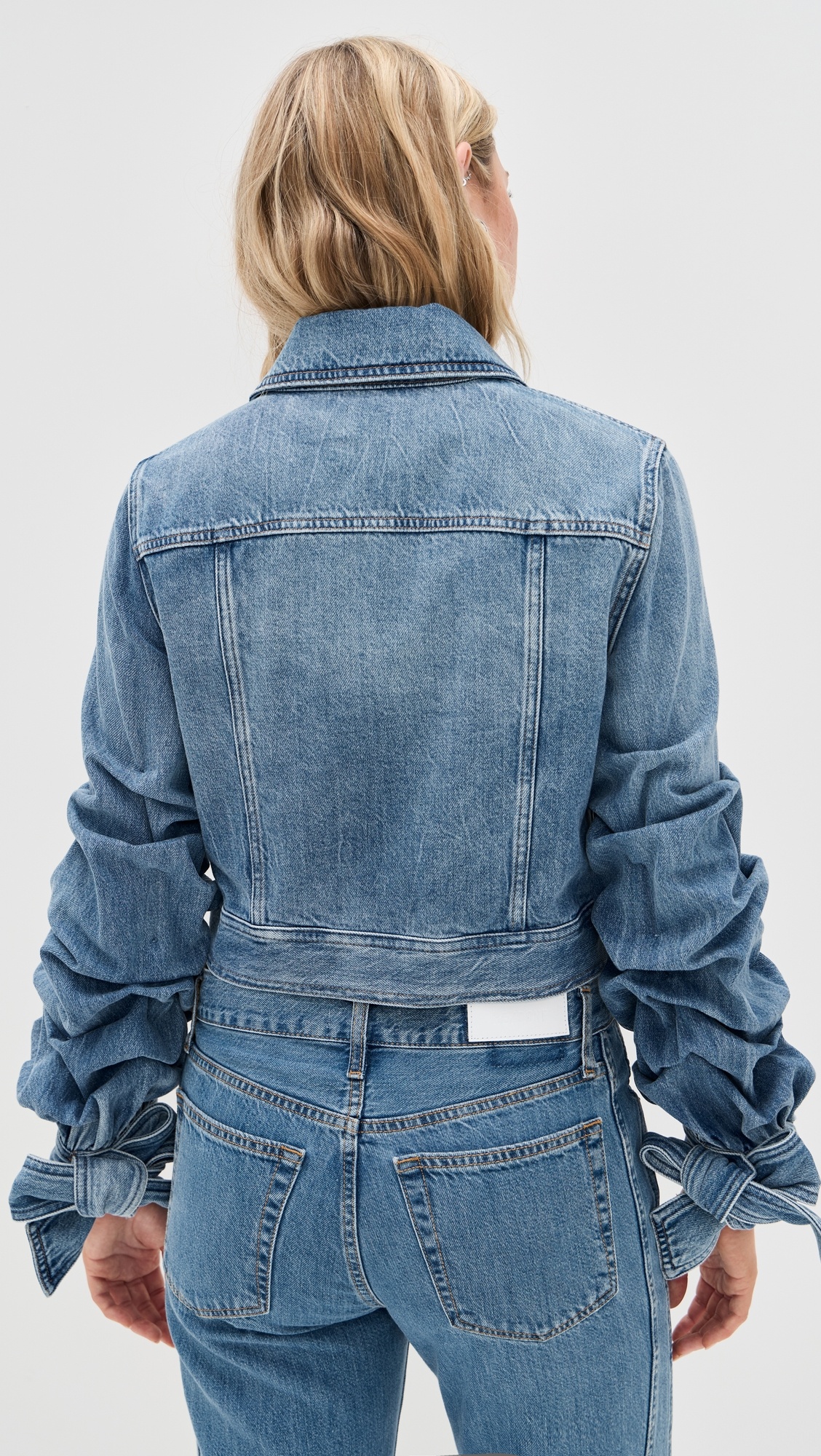 Tiff Denim Jacket with Bow Sleeve - 2