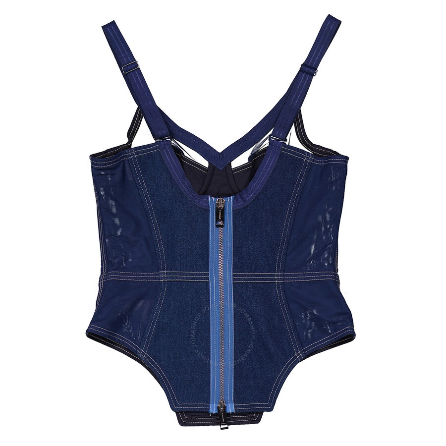 Burberry Ladies Dark Canvas Blue Denim Corset Top - 6