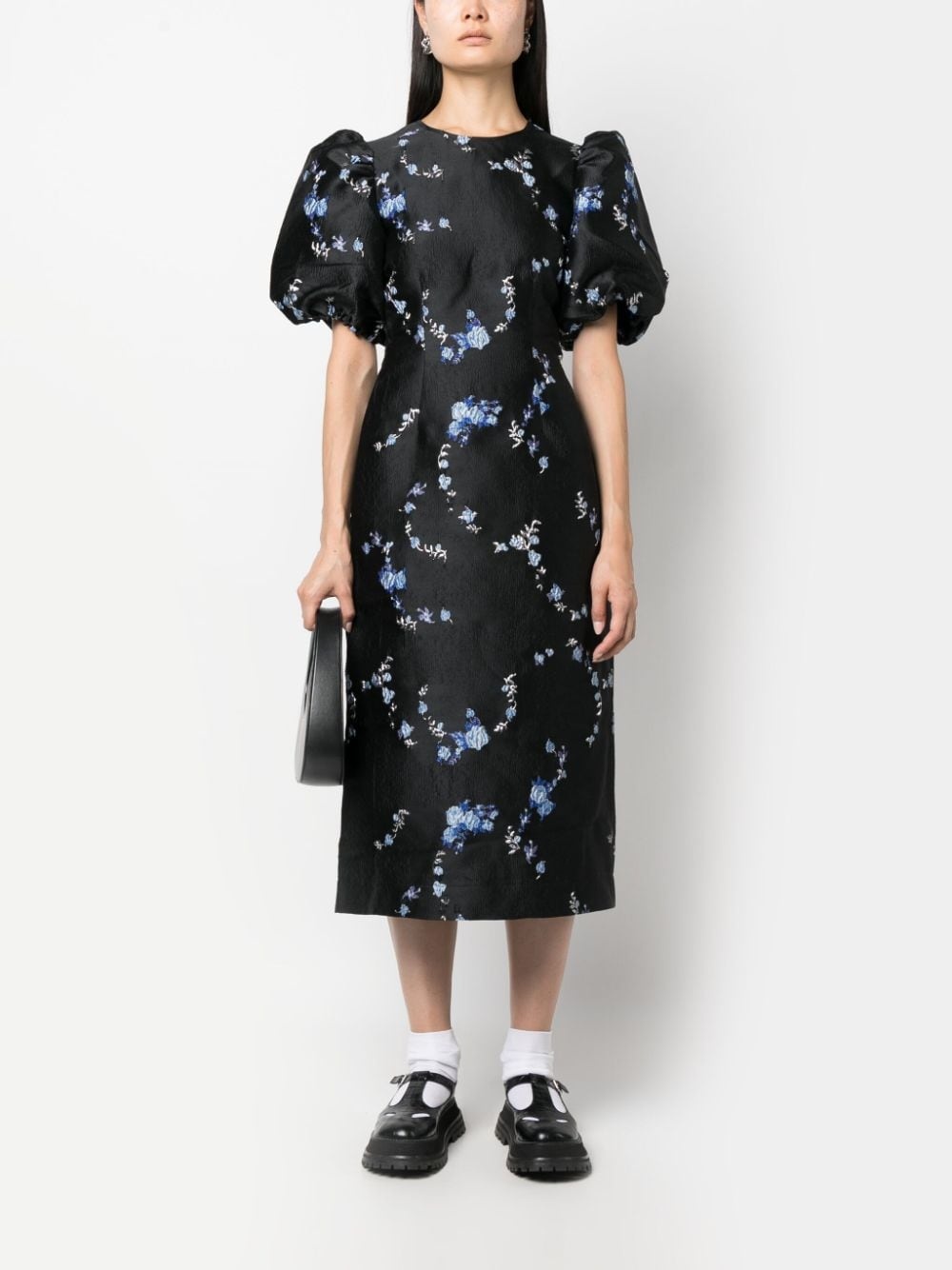 floral-jacquard midi dress - 2