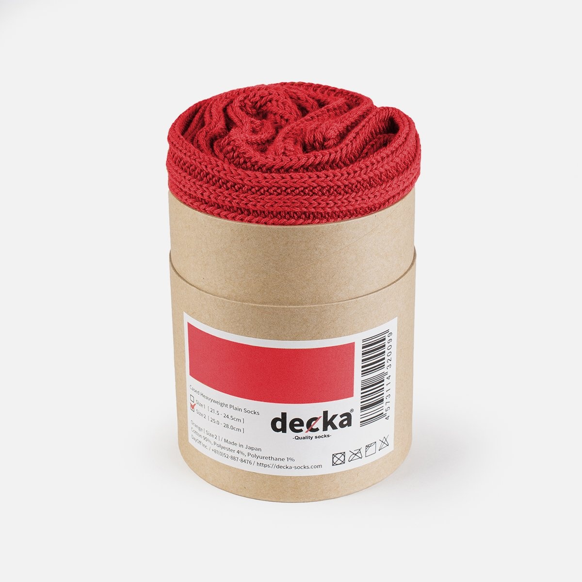 DEC-CAS-RED Decka Cased Heavyweight Plain Socks - Red - 1