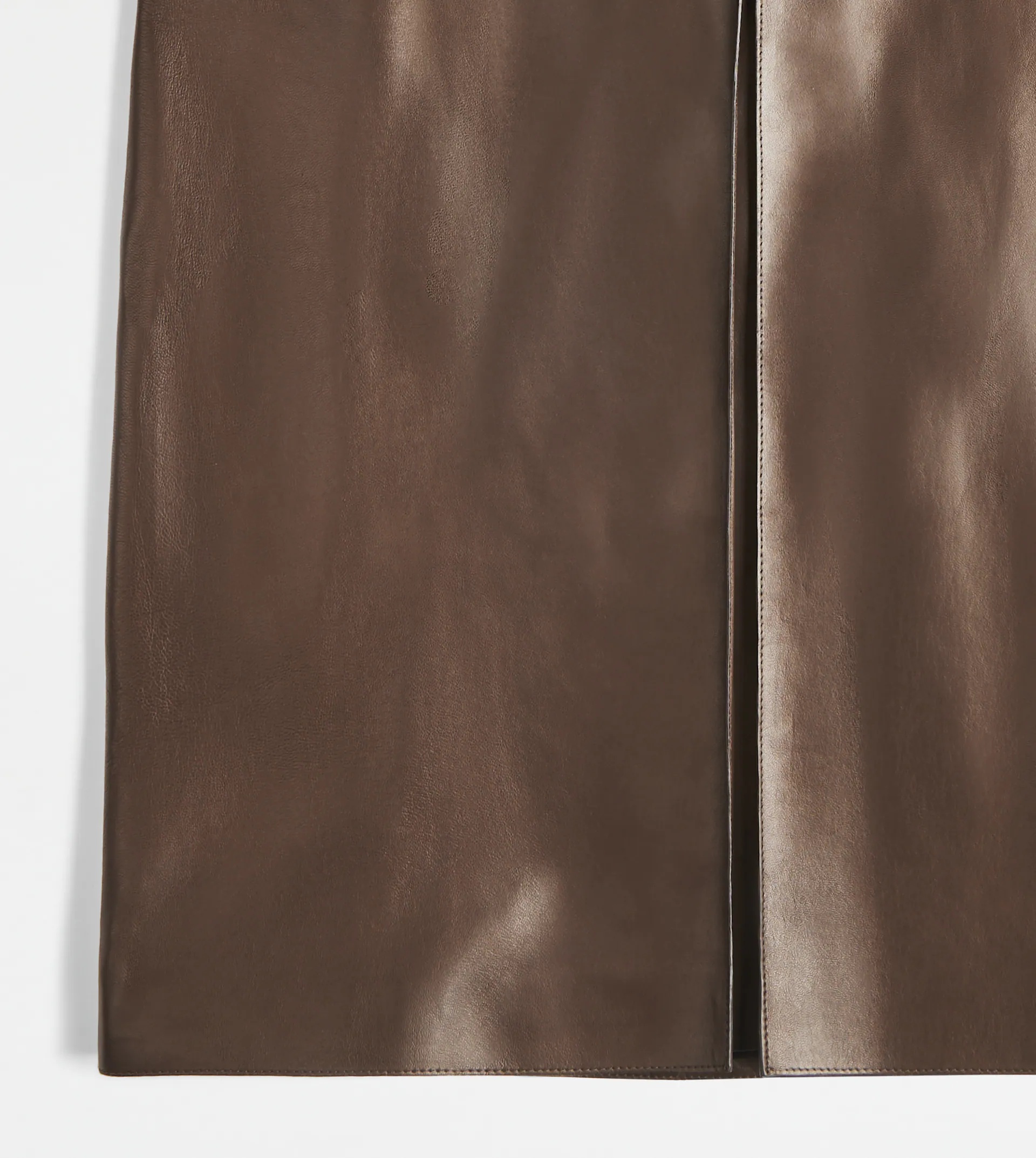 SKIRT IN LEATHER - BROWN - 8