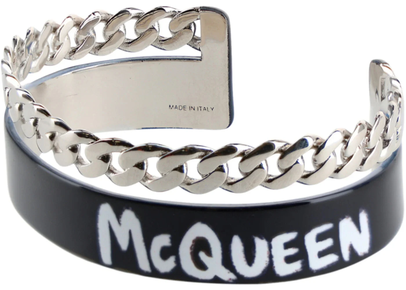 Alexander McQueen Graffiti Open Cuff Bracelet Black/White - 1