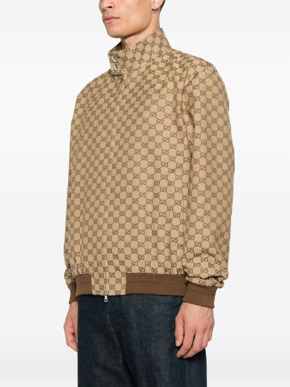 monogram zip-up bomber jacket - 3