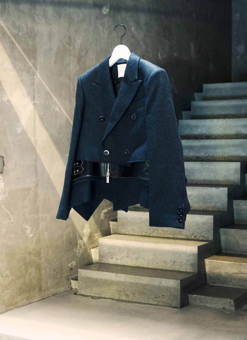sacai Wool Melton x Leather Jacket outlook