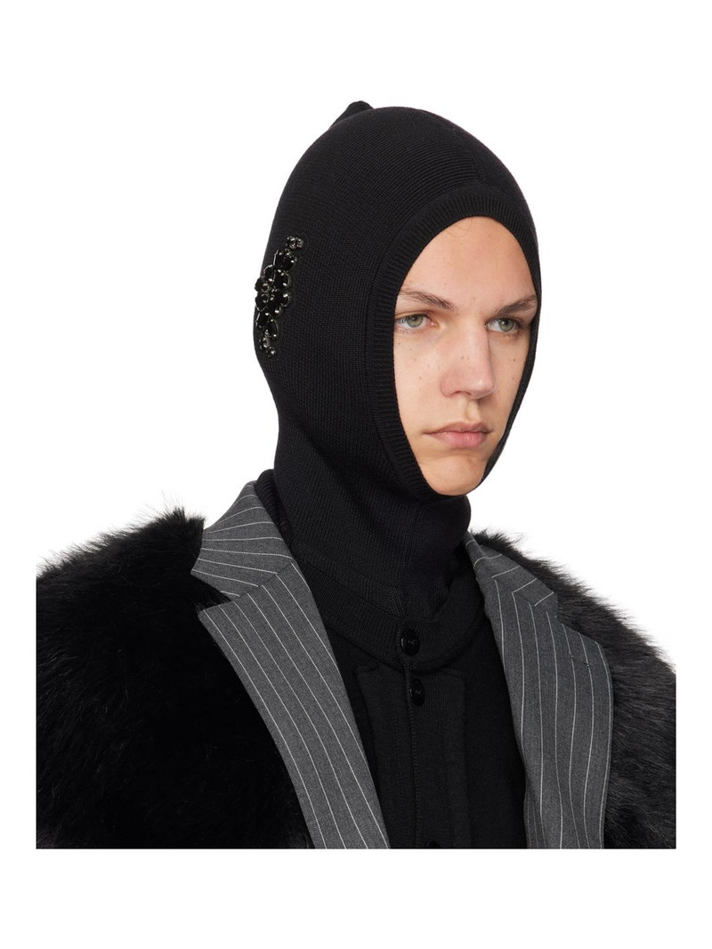 Simone Rocha Black Pointed Merino Silk Knit Balaclava outlook