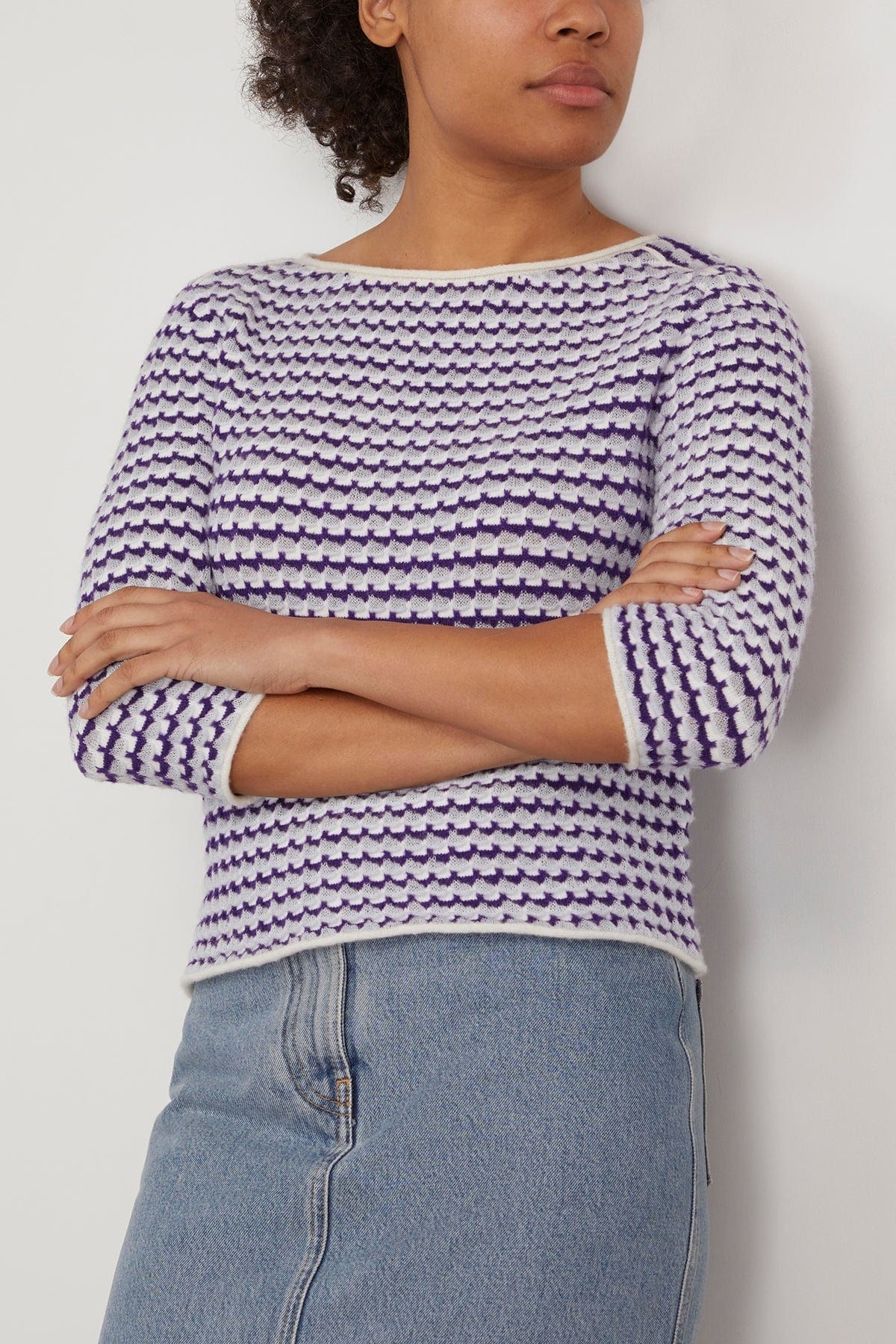 Playful Softness Pullover in Purple Blue White Mix - 3