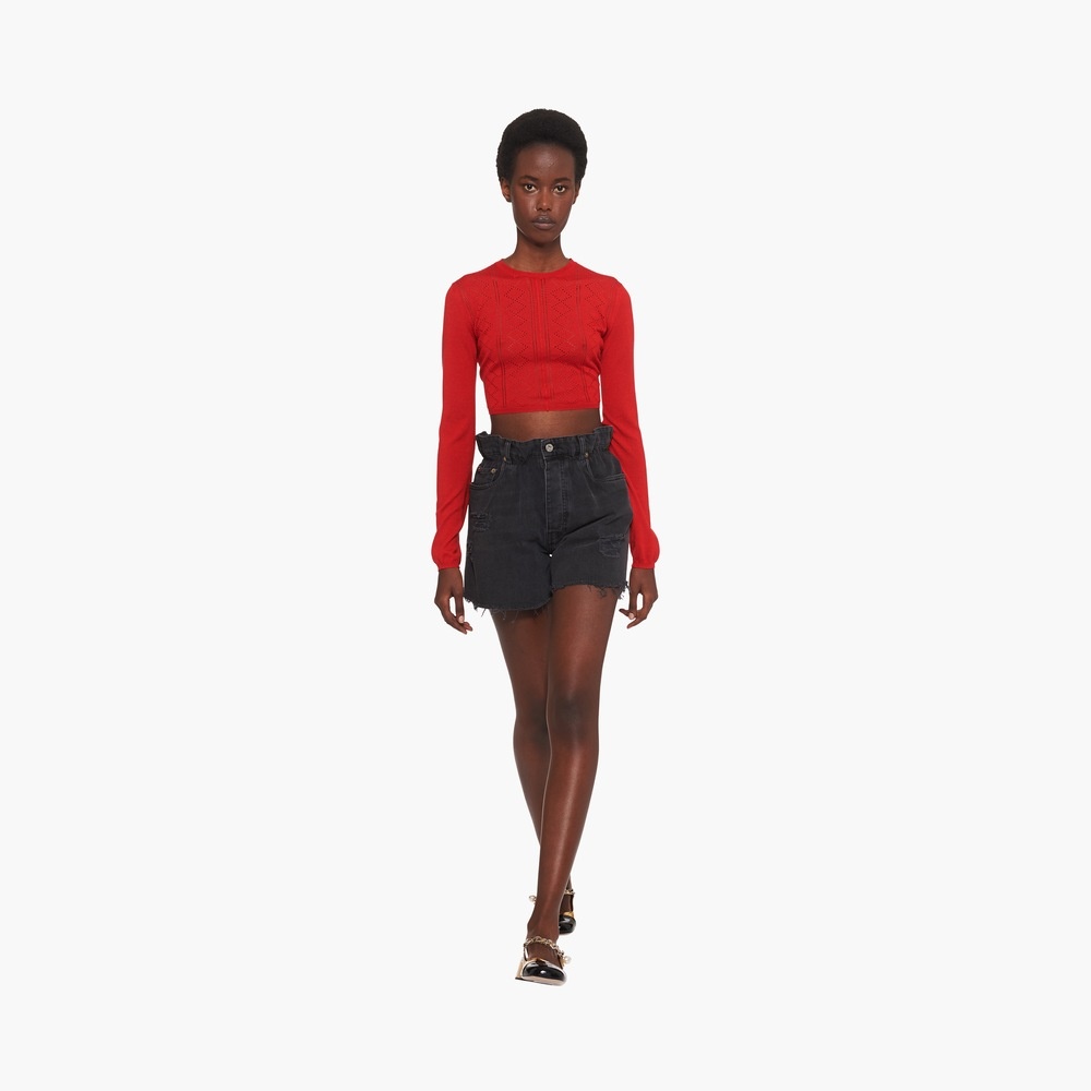 Black denim shorts - 2