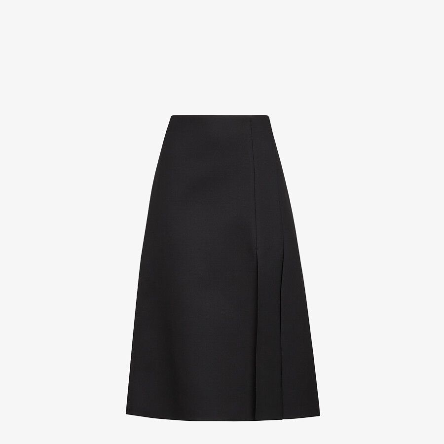 Black silk and wool skirt - 1