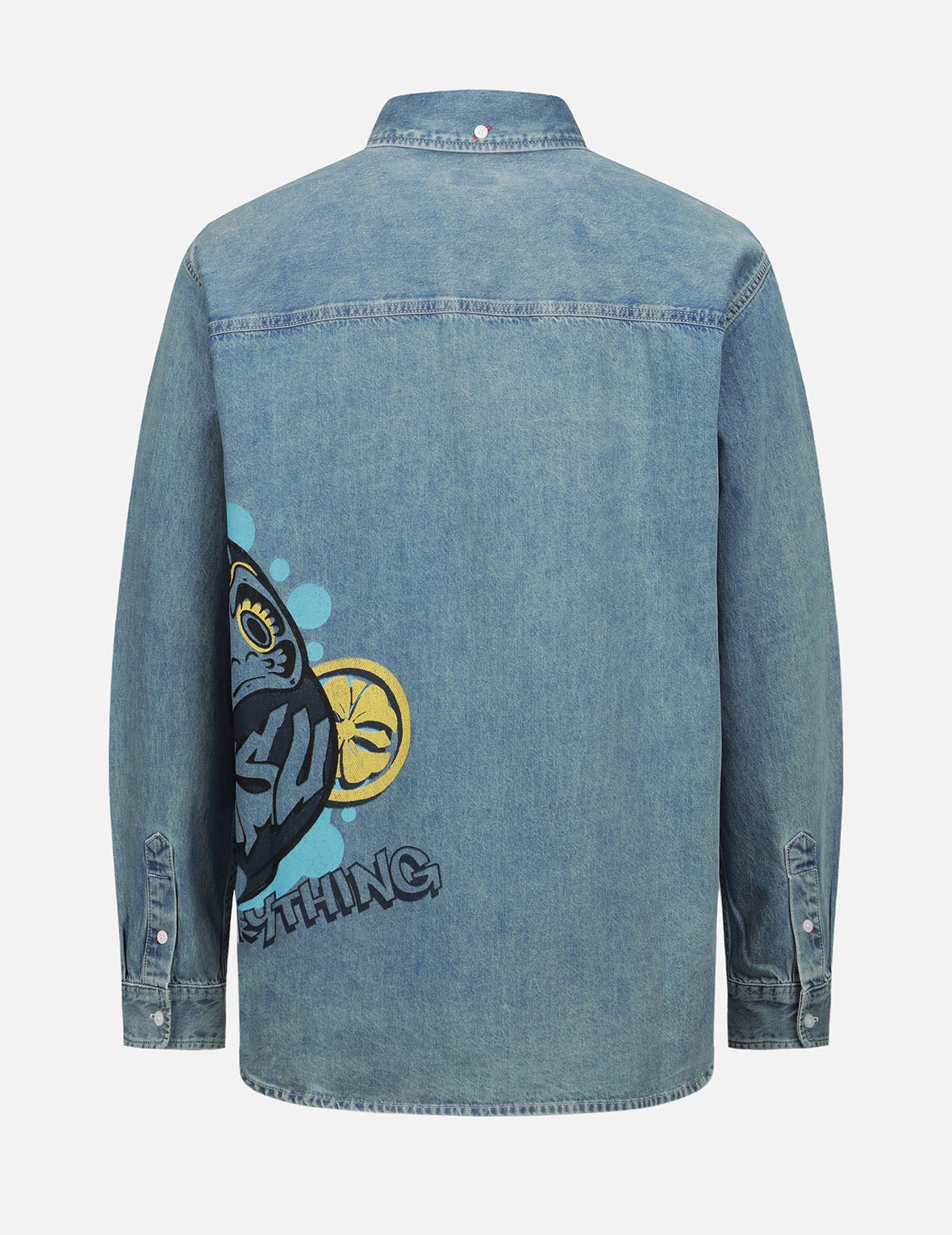 GRAFFITI DARUMA PRINT DENIM SHIRT - 2