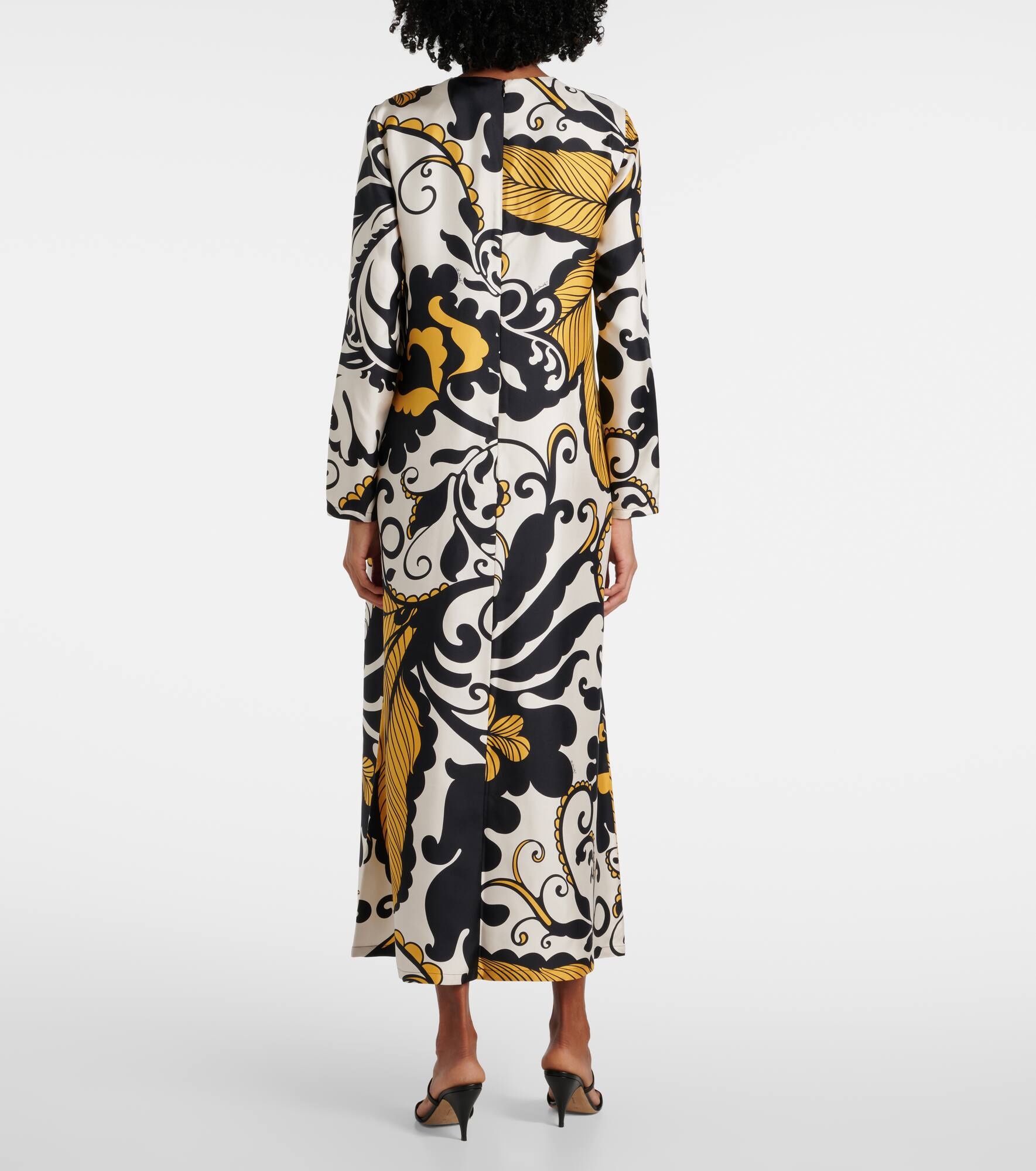 Swing printed silk twill midi dress - 3