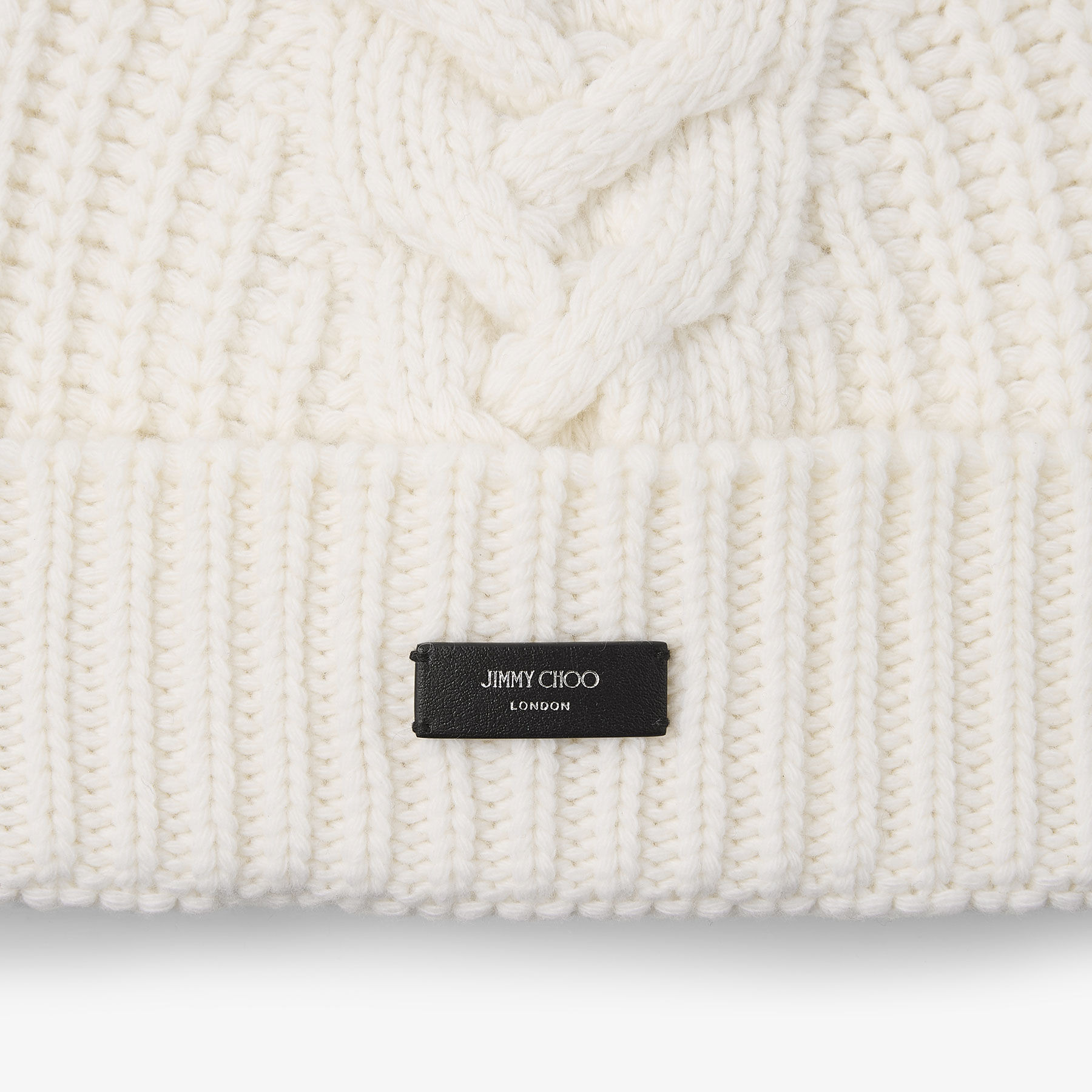 Yuki Cable
Latte Cable Knit Beanie with Leather Logo Tag - 3