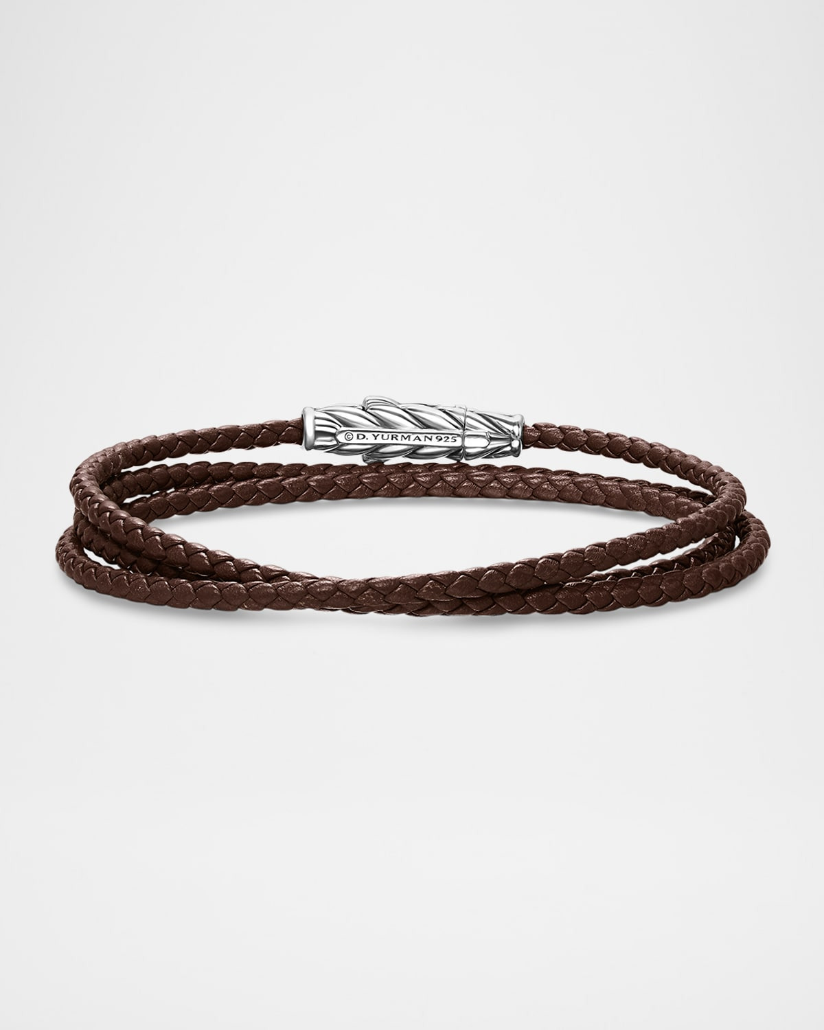 Men's Chevron Wrap Bracelet in Leather with Silver - 6