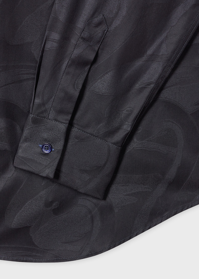 Paul Smith Black 'Swan' Jacquard Cotton Shirt outlook