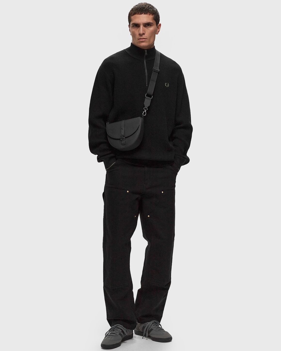 Fred Perry WAFFLE STITCH HALF ZIP JUMPER | REVERSIBLE