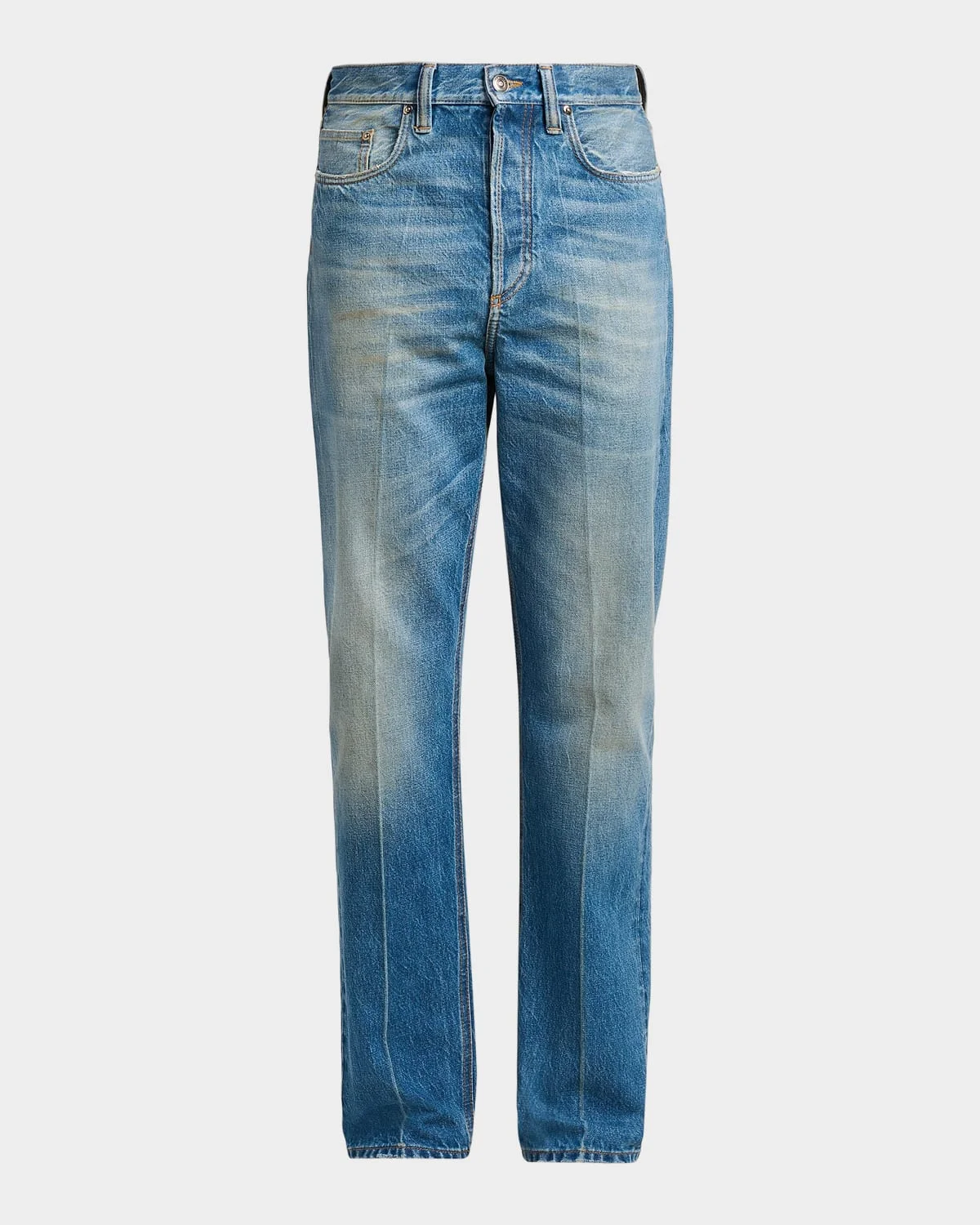 Straight-Leg Stone-Washed Jeans - 1