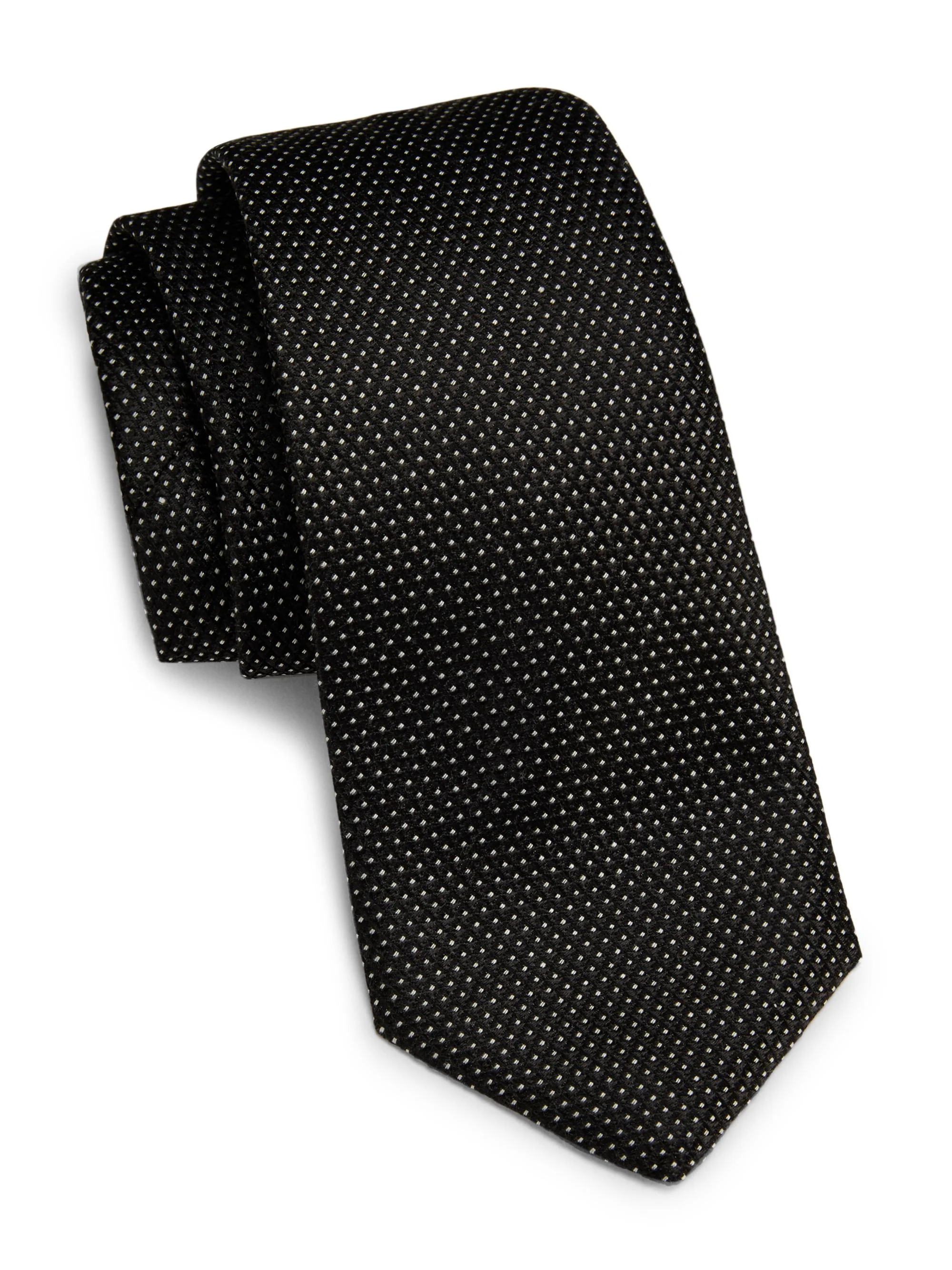 Men's Pin-Dot Silk-Blend Tie - Black - 1