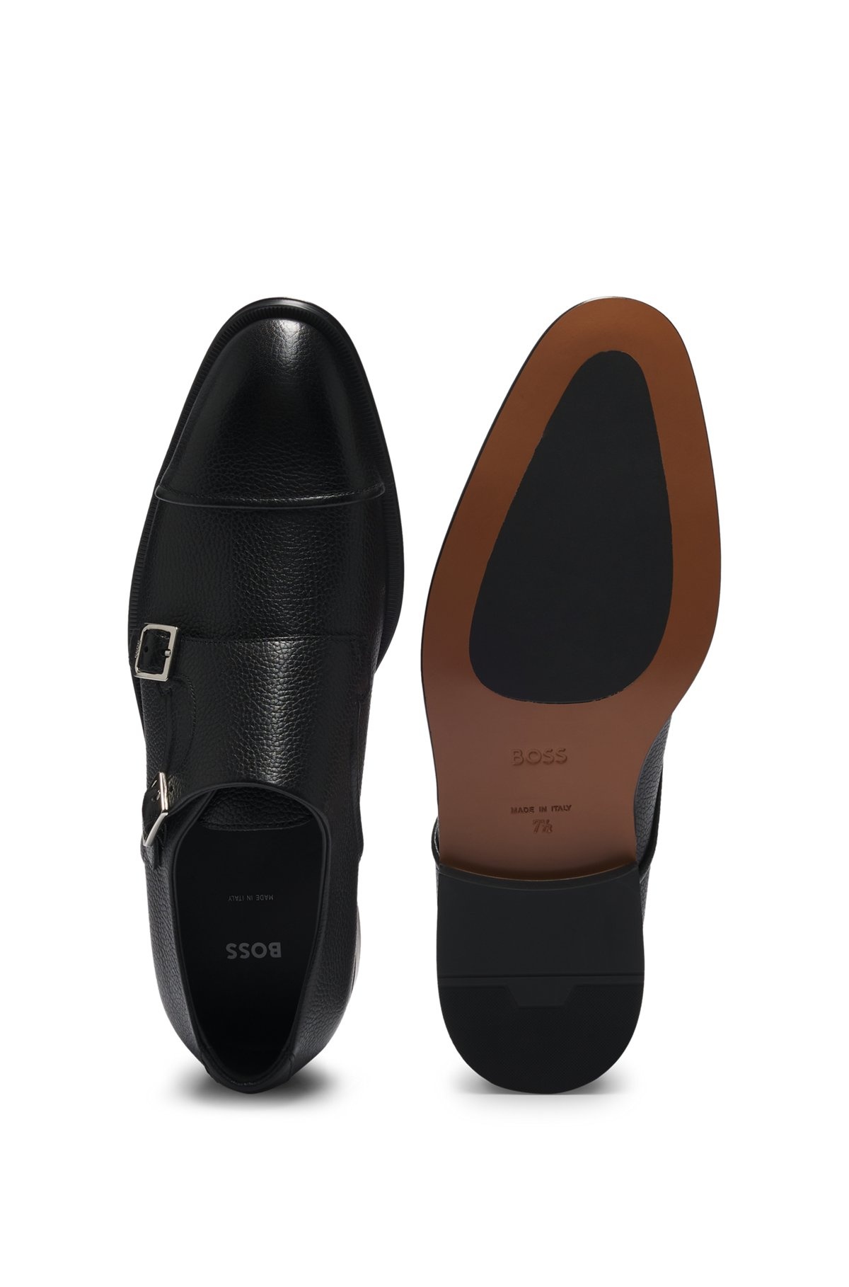 ITALIAN-MADE DOUBLE-STRAP MONK SHOES IN GRAINED LEATHER - 4