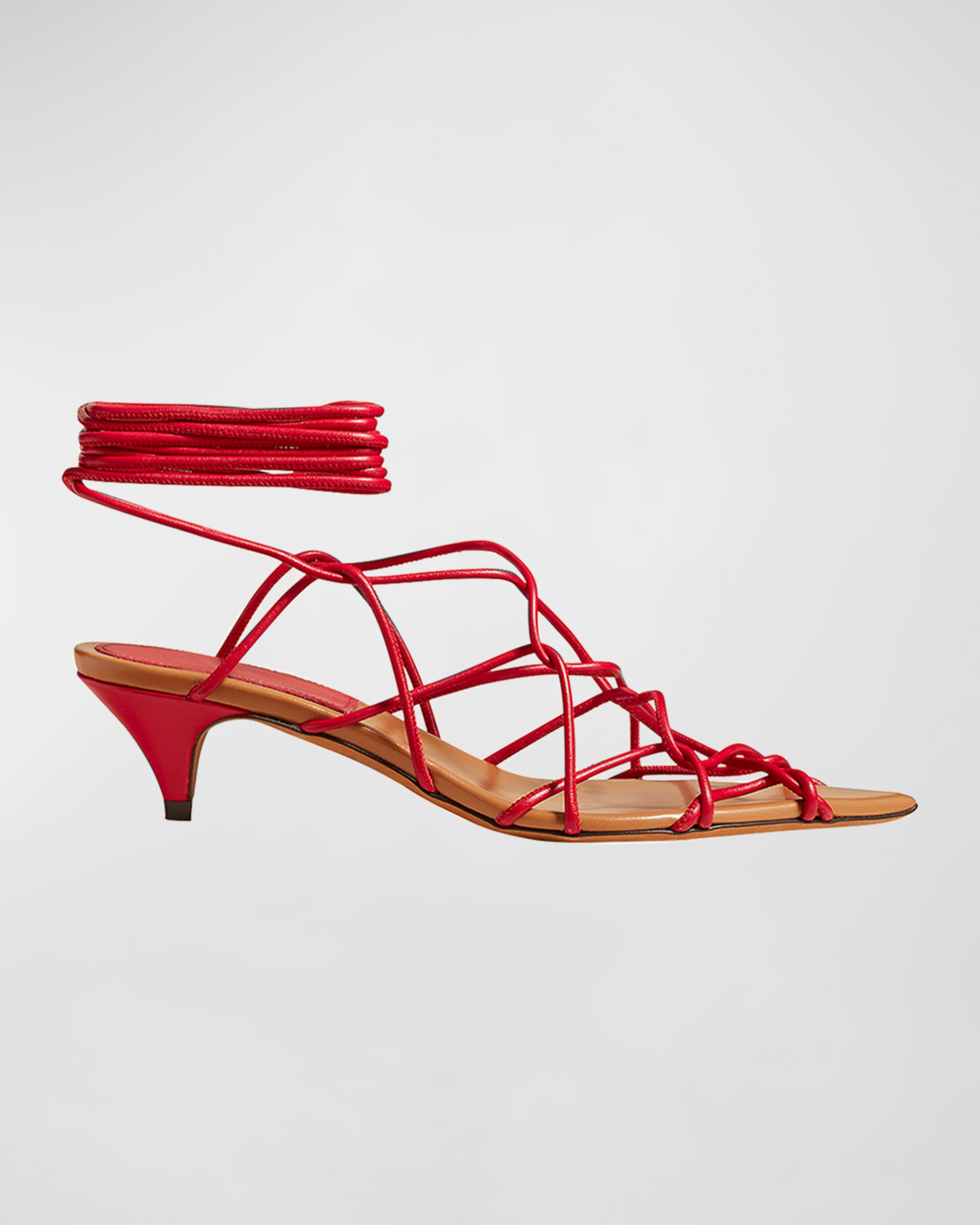 Arden Strappy Caged Ankle-Tie Sandals - 1