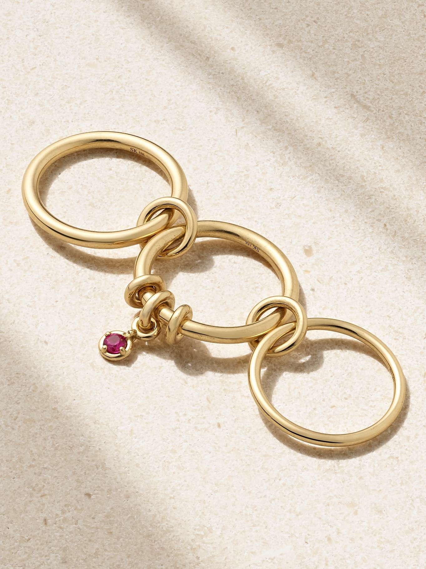 Piera set of three 18-karat gold sapphire rings Gold - 3