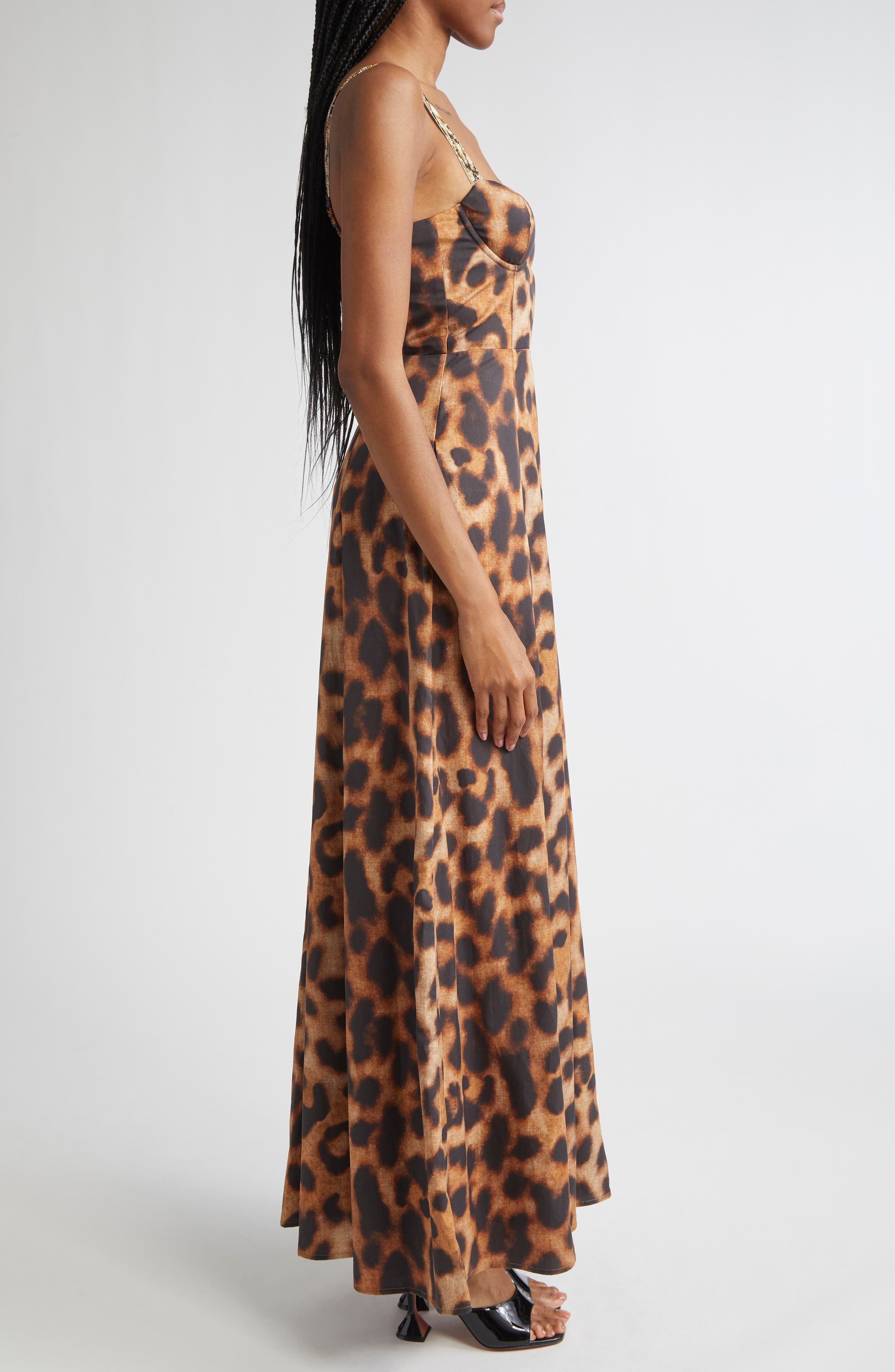 L'AGENCE Sutton Leopard Print Gown in Tan/Black Leopard Print at Nordstrom - 3