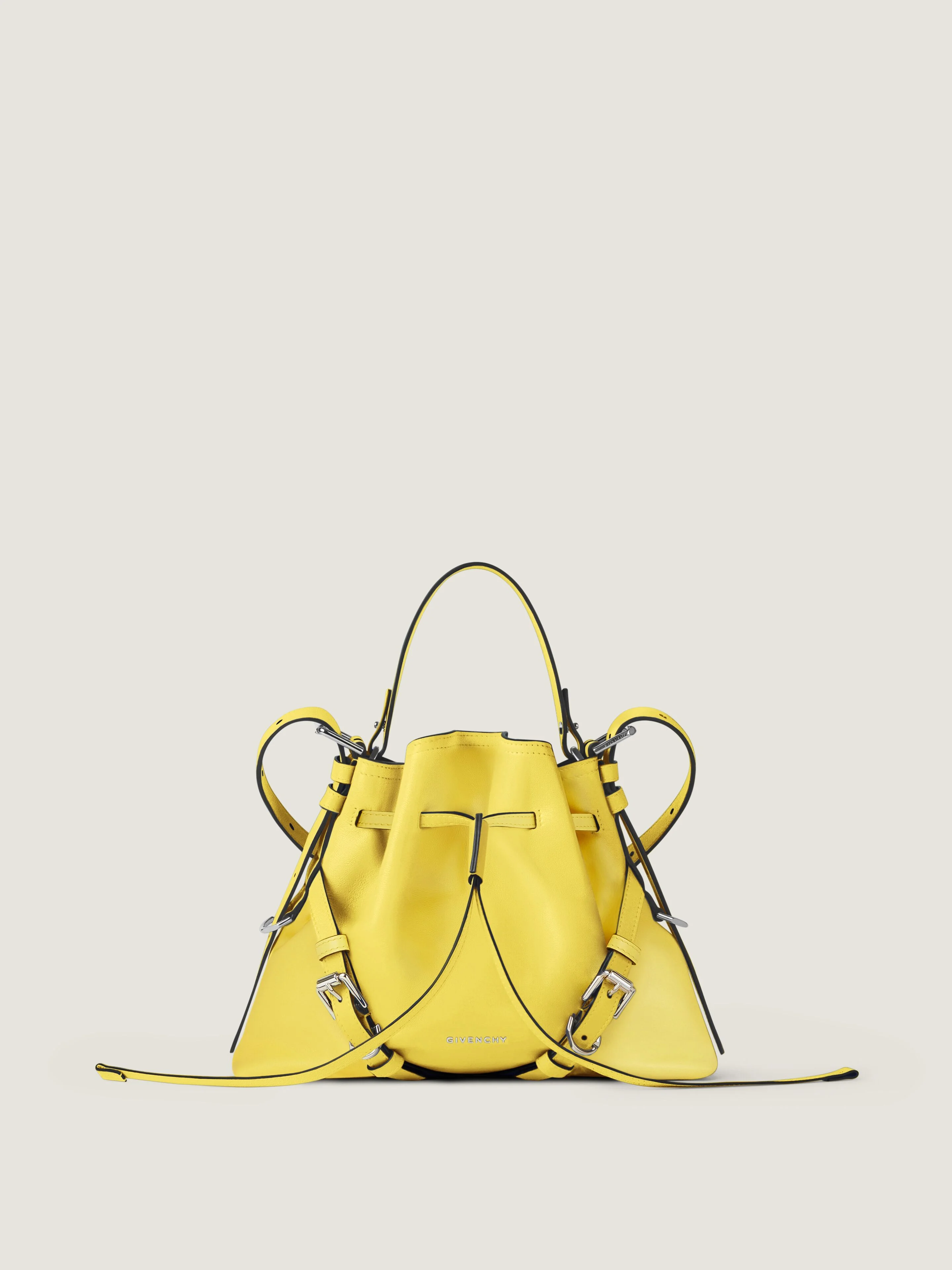 SMALL VOYOU BUCKET BAG IN SHINY LEATHER - 1