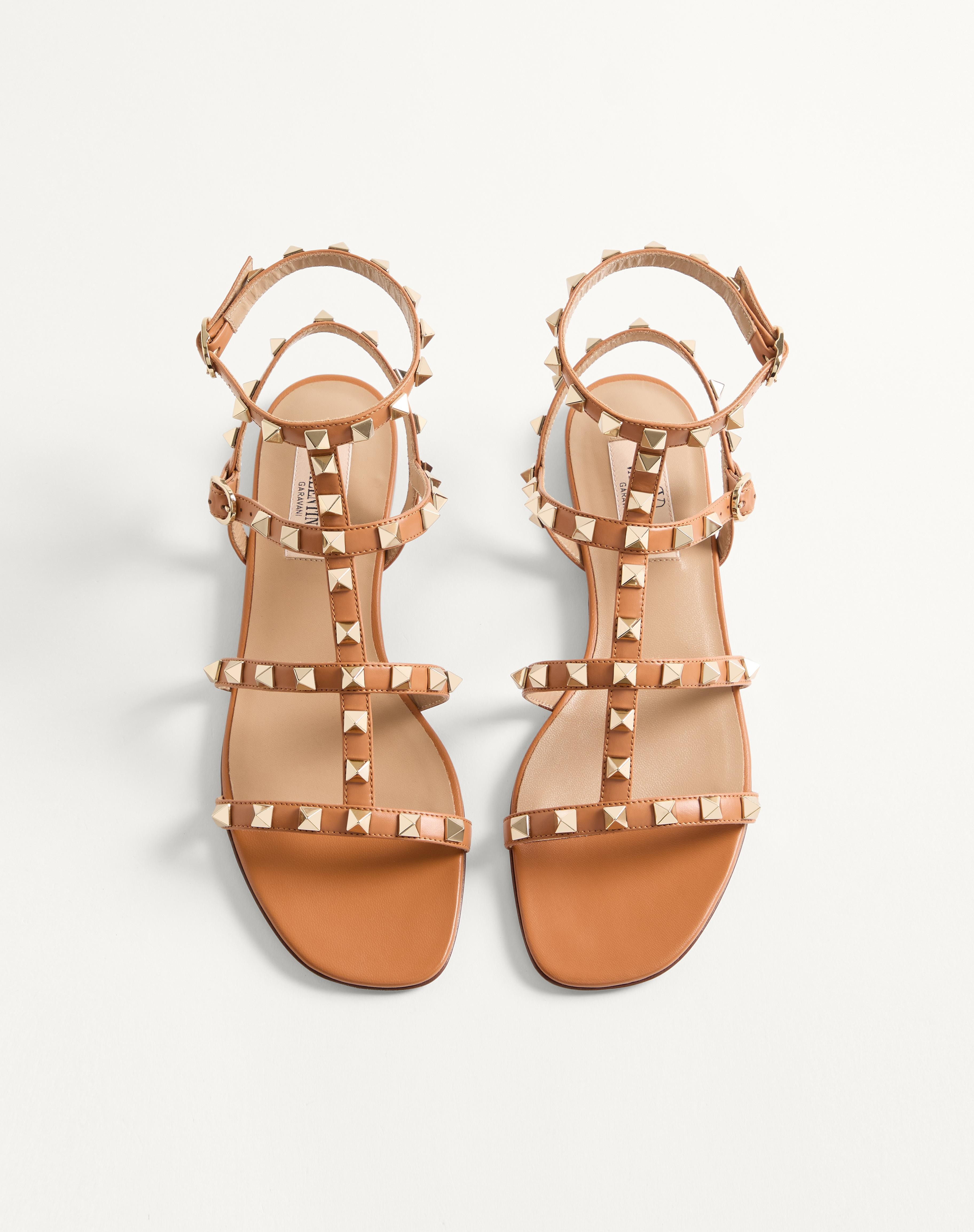ROCKSTUD FLAT CALFSKIN SANDAL WITH STRAPS - 4