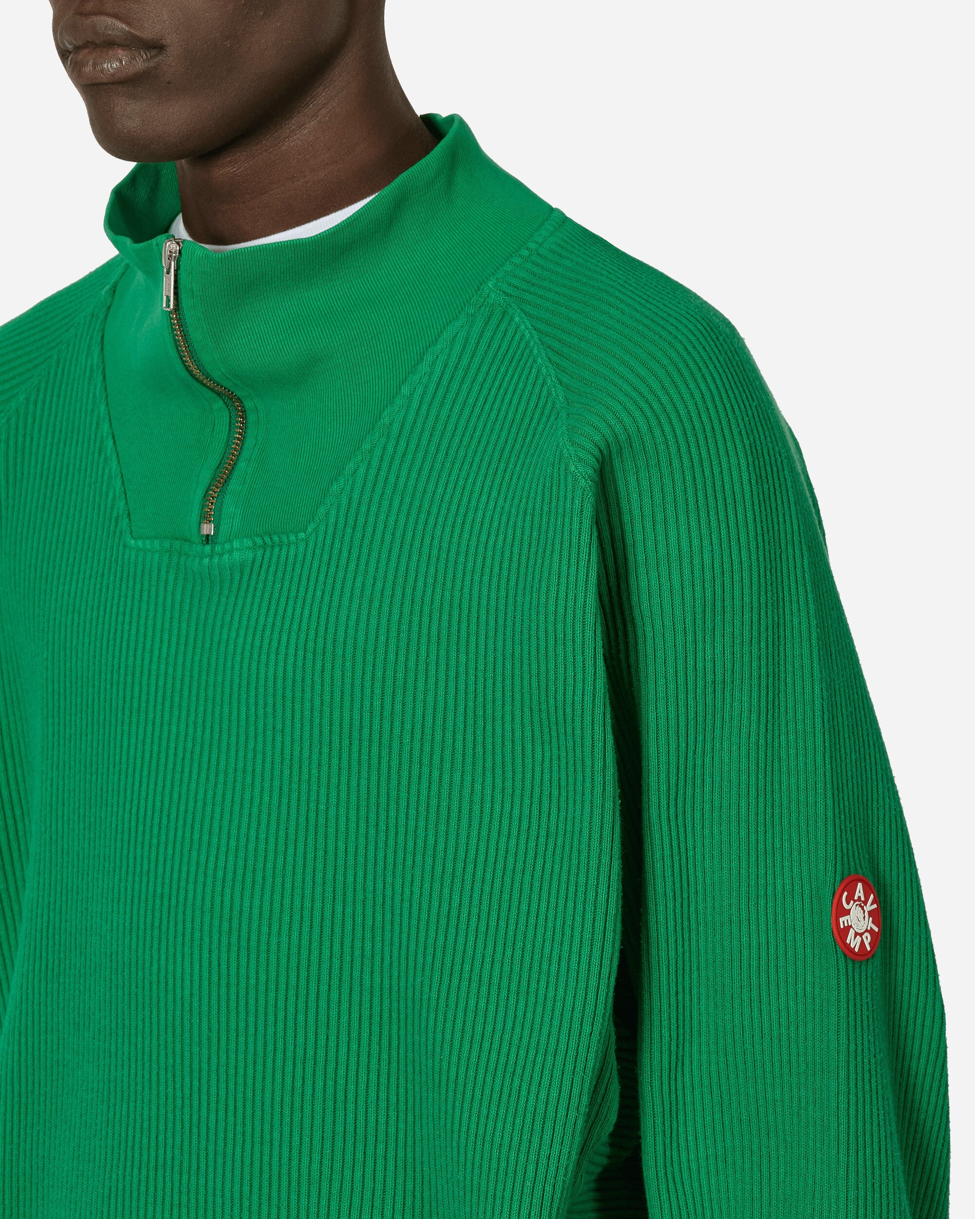 Overdye Wide Rib Cut Half Zip Sweatshirt Green - 5