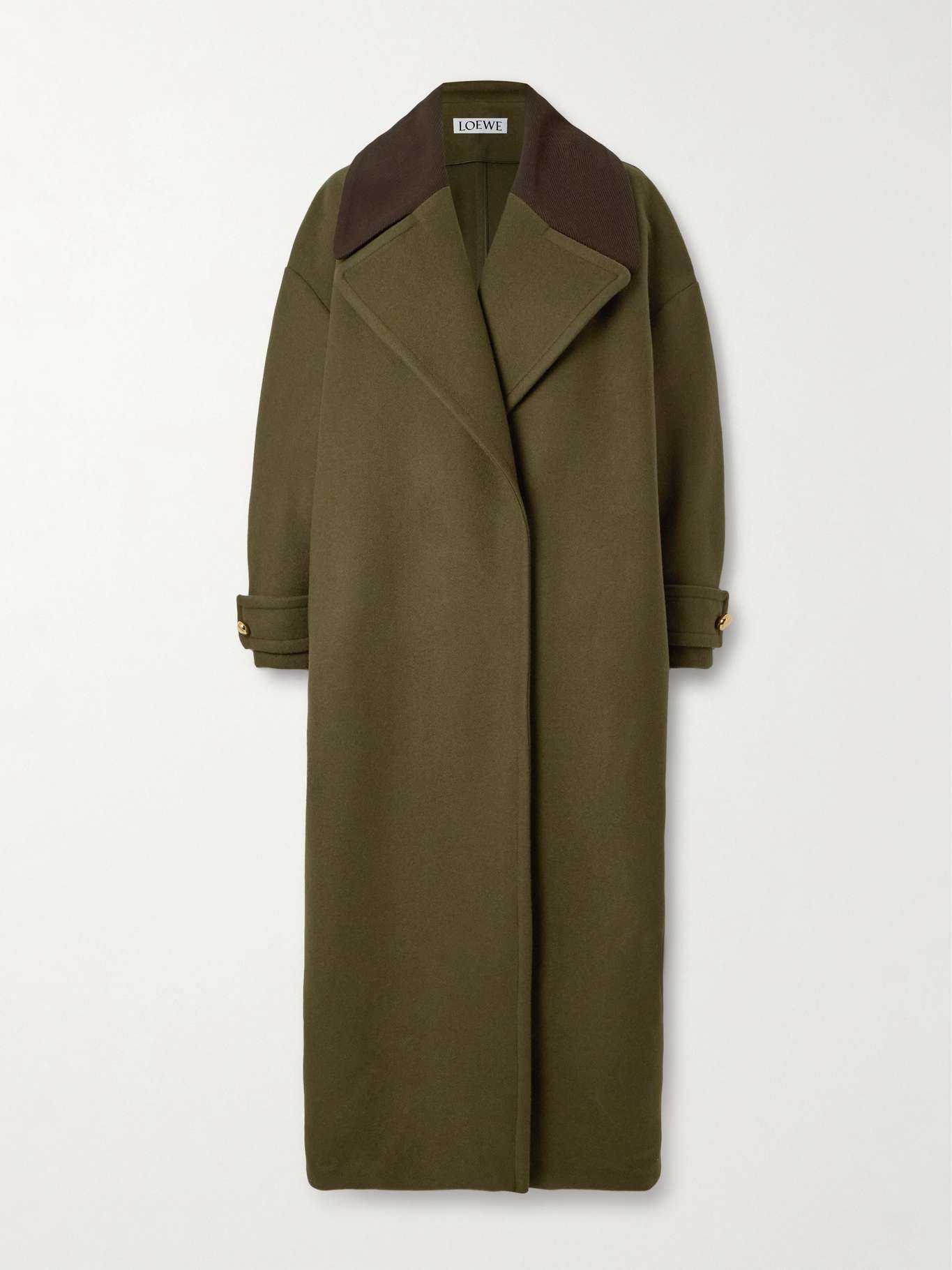 Pebble cotton corduroy-trimmed wool coat - 1