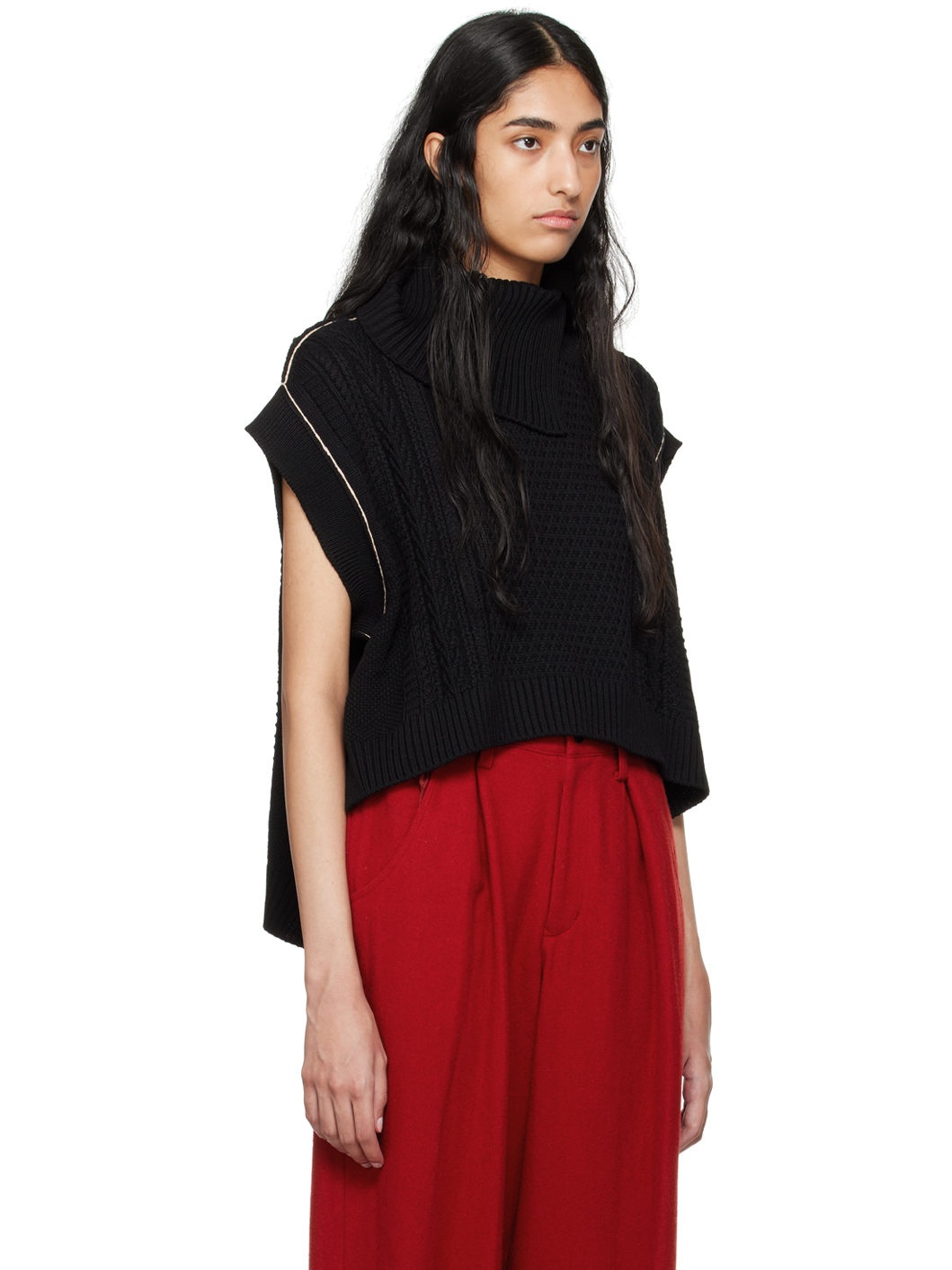 Black Aran Vest - 2
