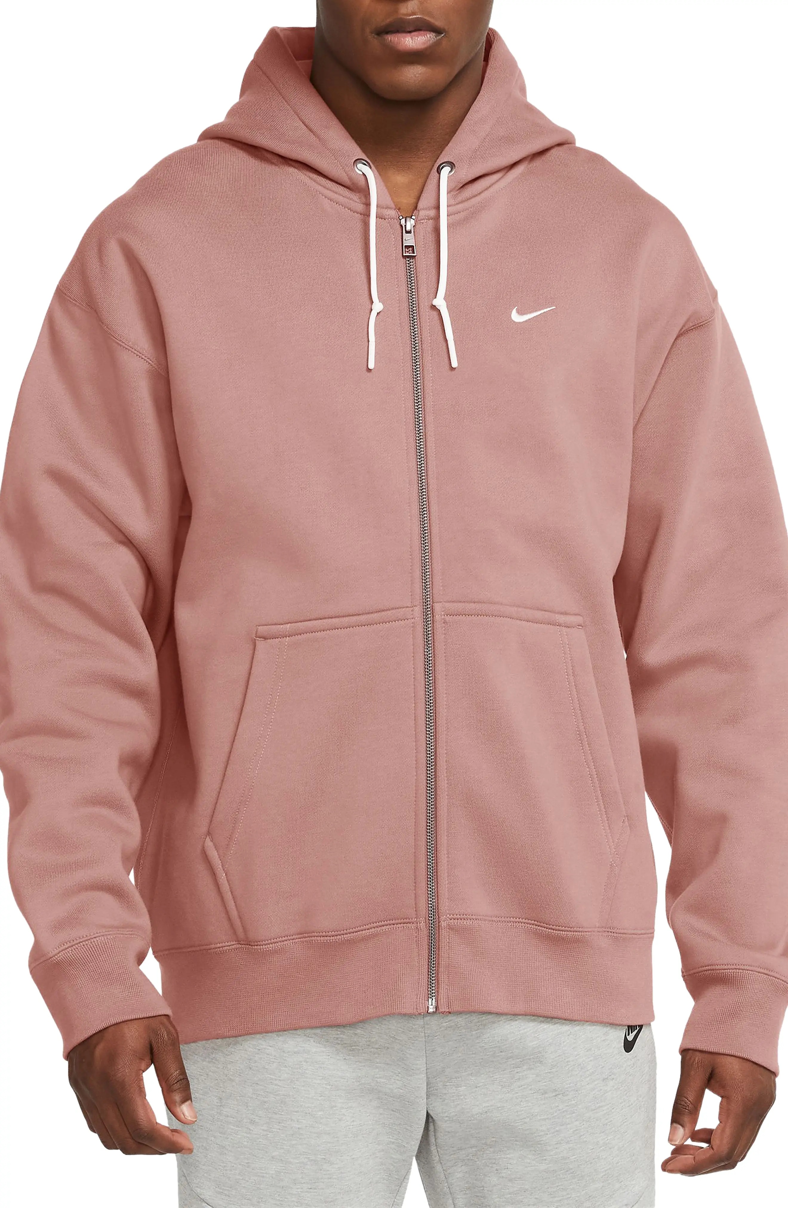 Solo Swoosh Zip Hoodie in Red Stardust/White - 1