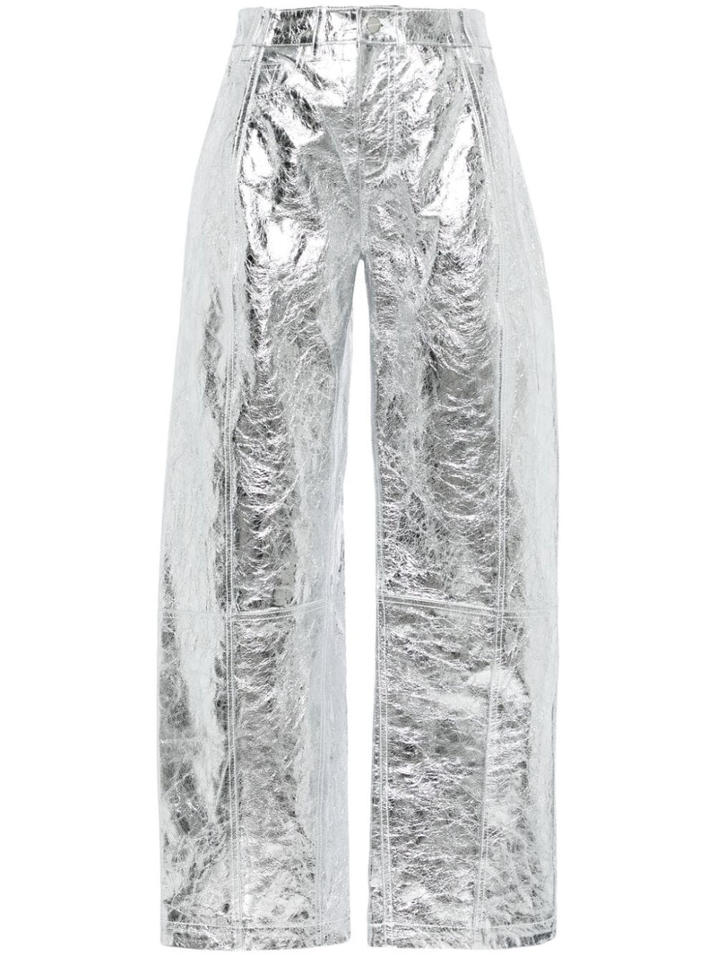 metallic leather wide-lg trousers 1