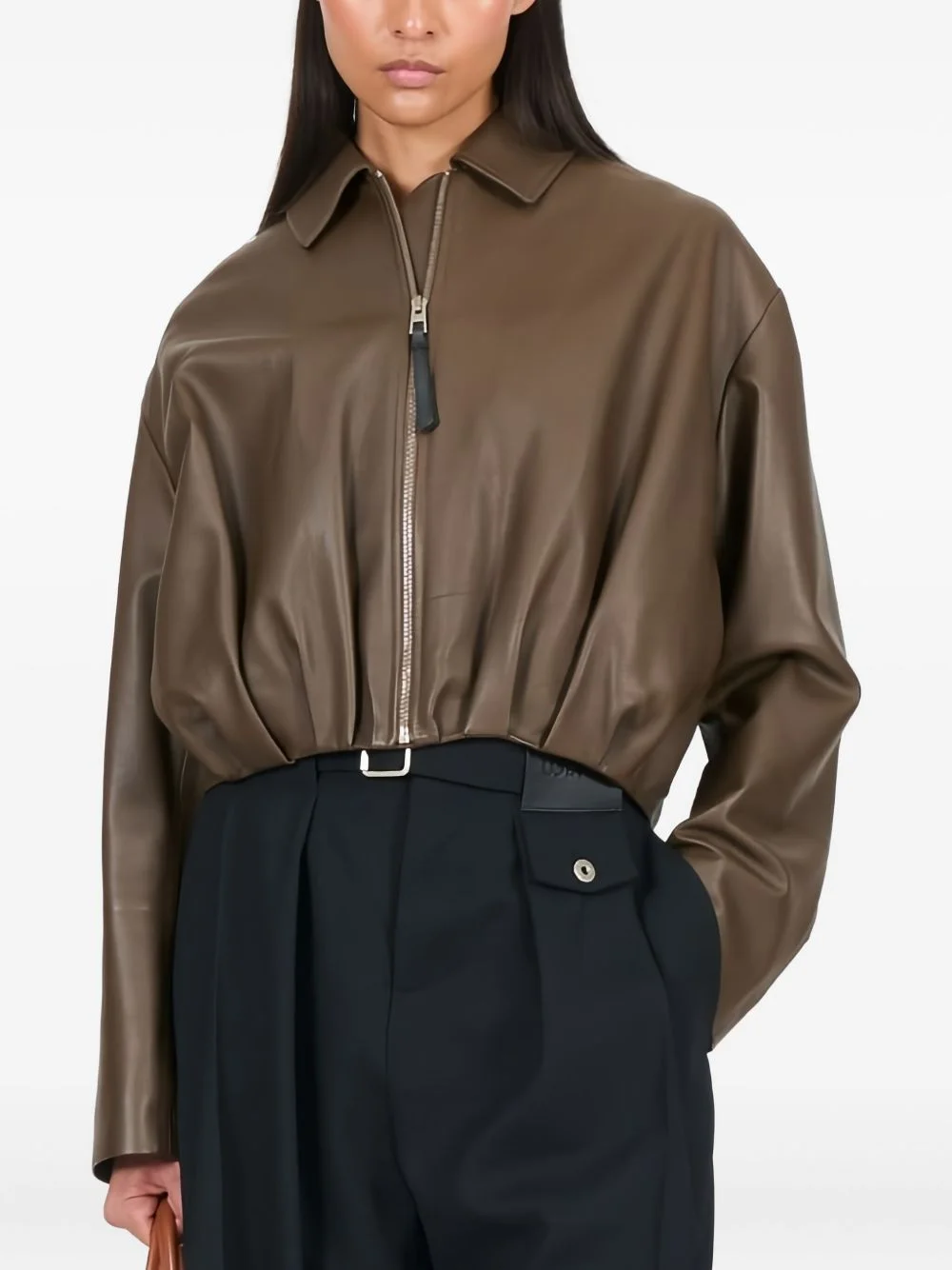 Loewe Women Draped Leather Jacket - 1