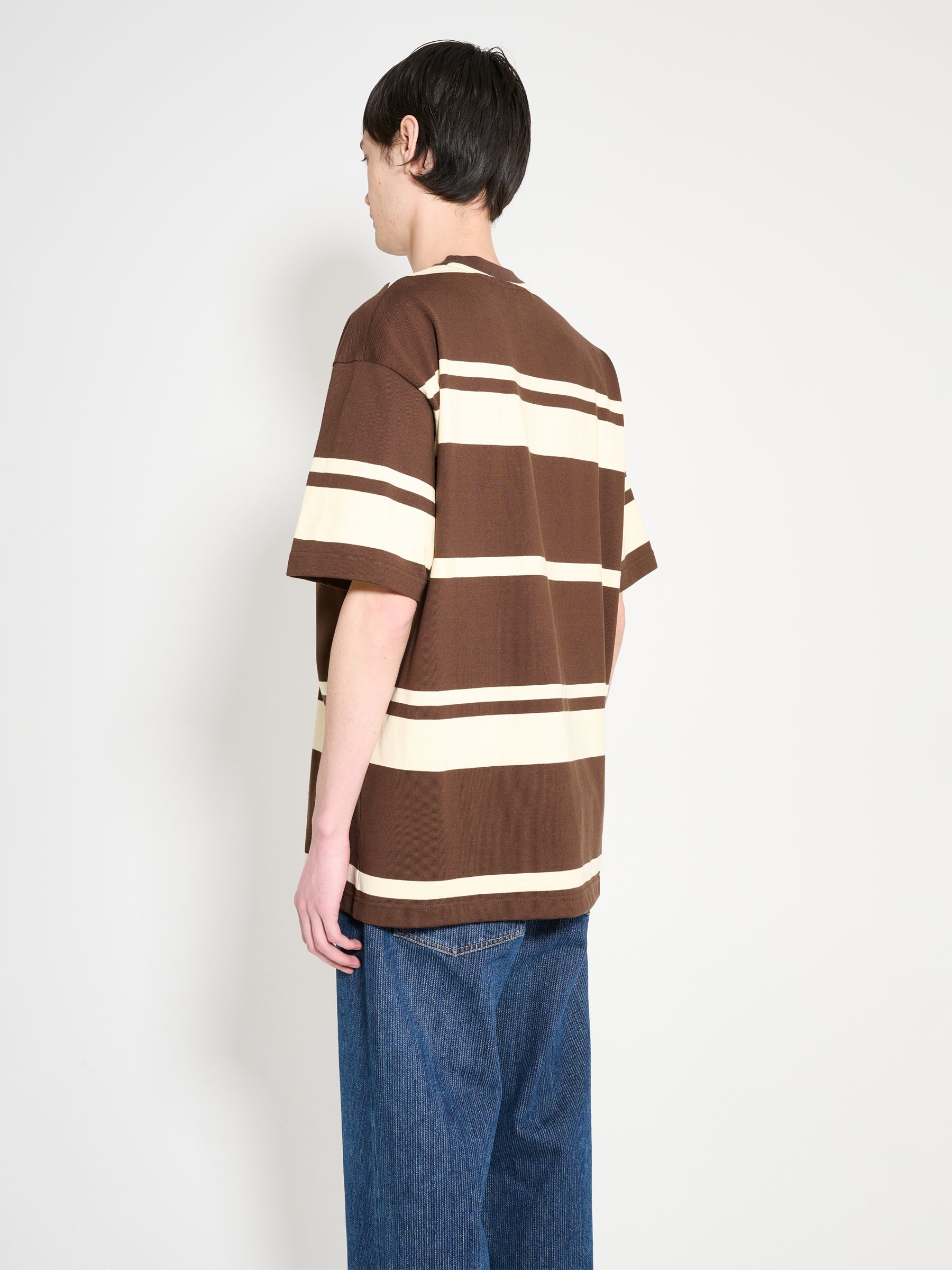 COMME DES GARÇONS HOMME STRIPED T-SHIRT BROWN / CREAM - 3