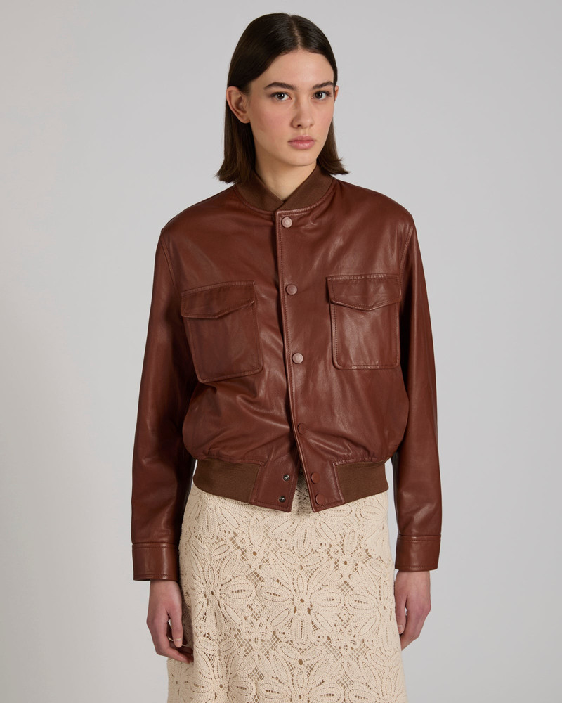 SLOWEAR Regular fit nappa leather bomber jacket outlook