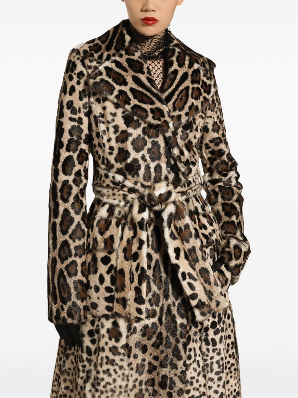 leopard-print trench coat - 5