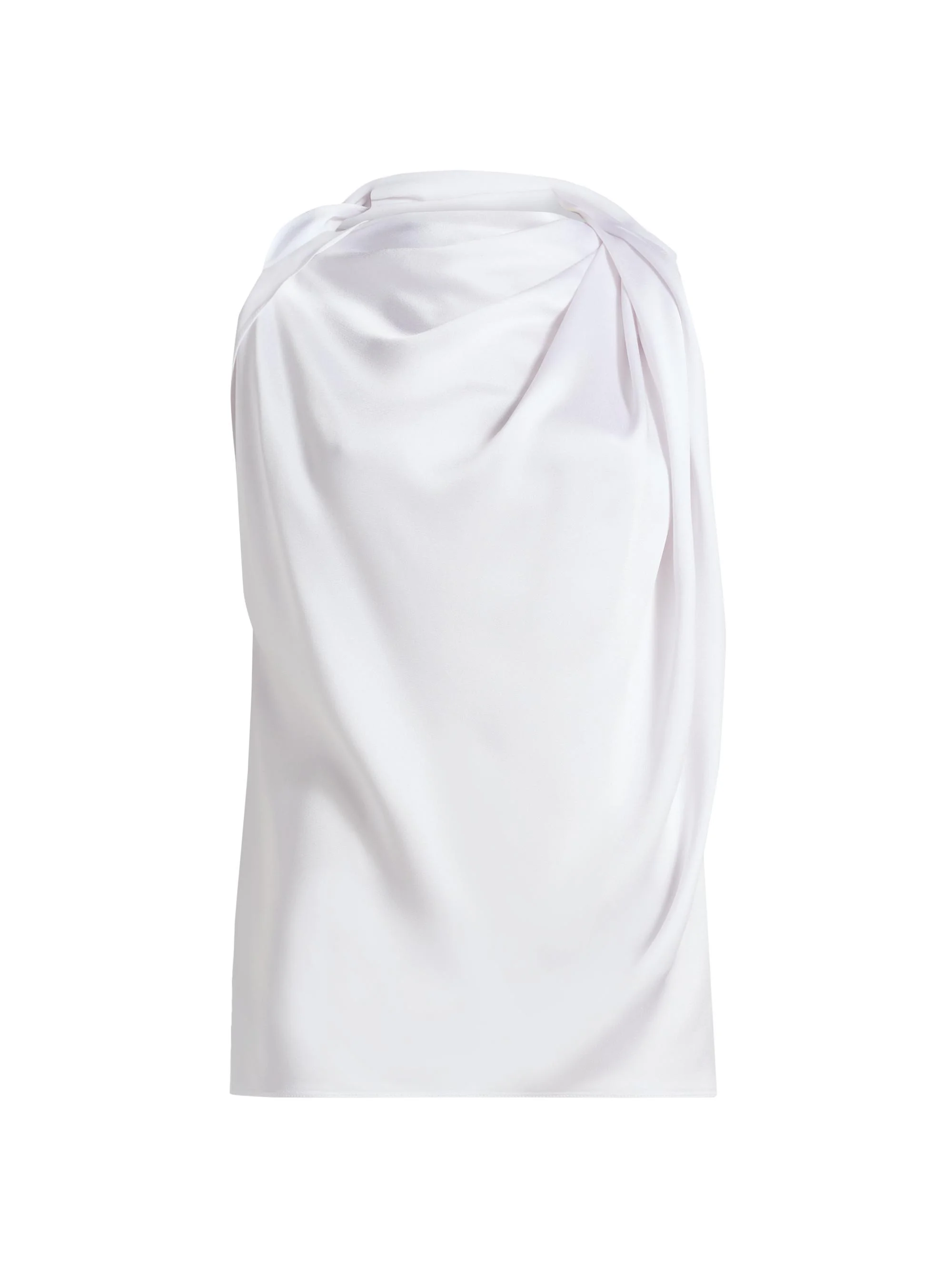 Women's Draped Satin Charmeuse Blouse - Optic White - 1