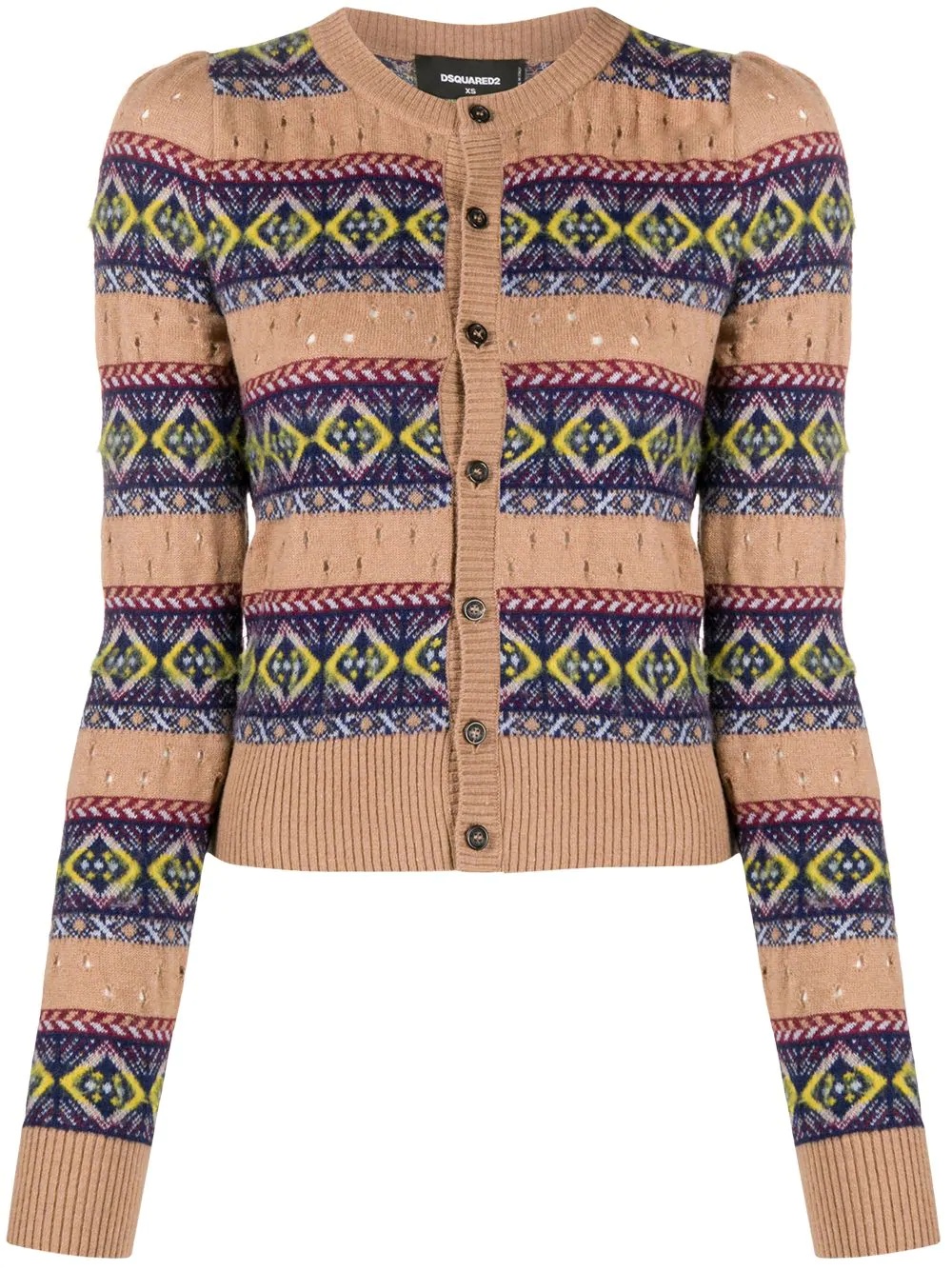 fair isle-style knitted cardigan - 1