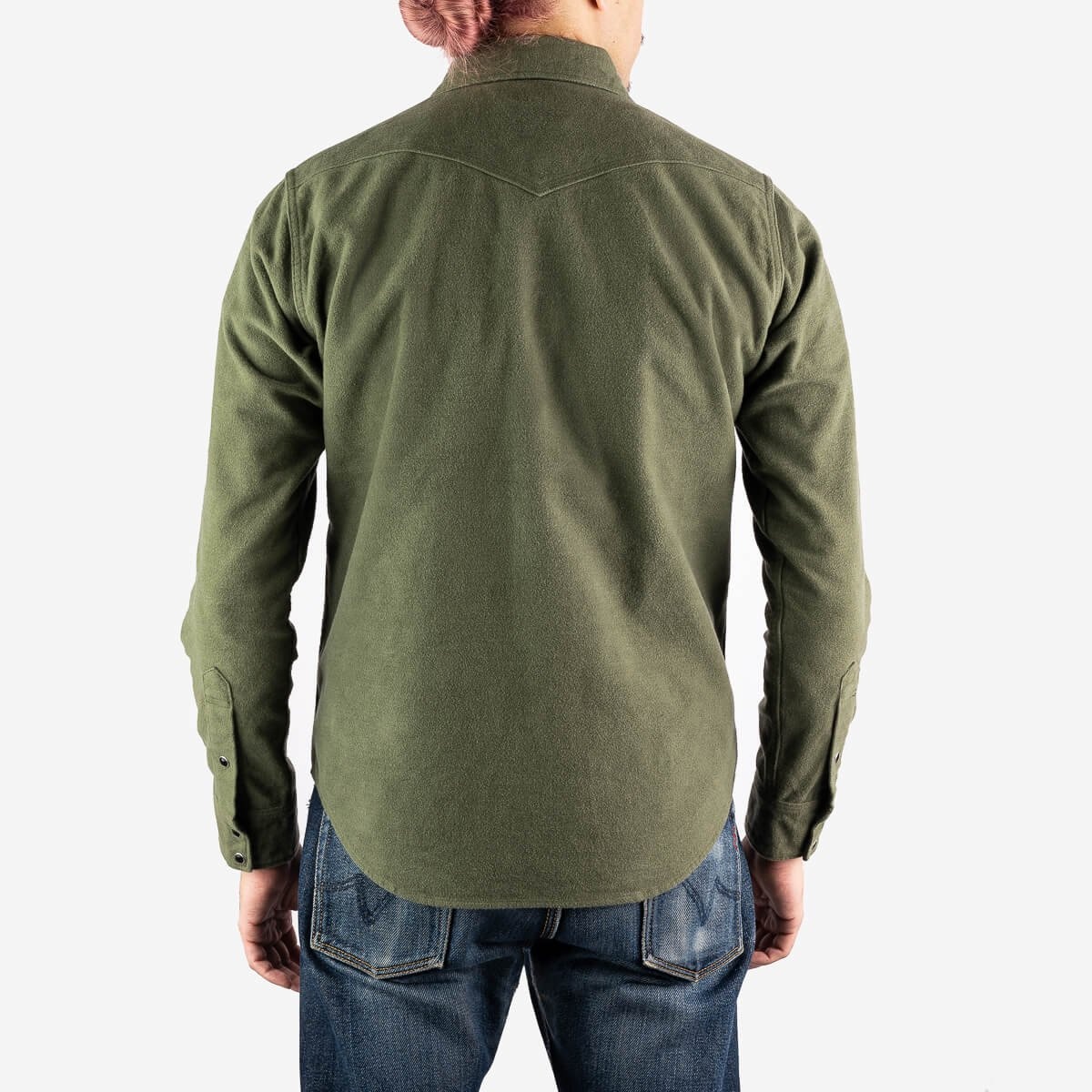 IHSH-330-ODG 9oz Raised Whipcord Western Shirt - Olive - 3