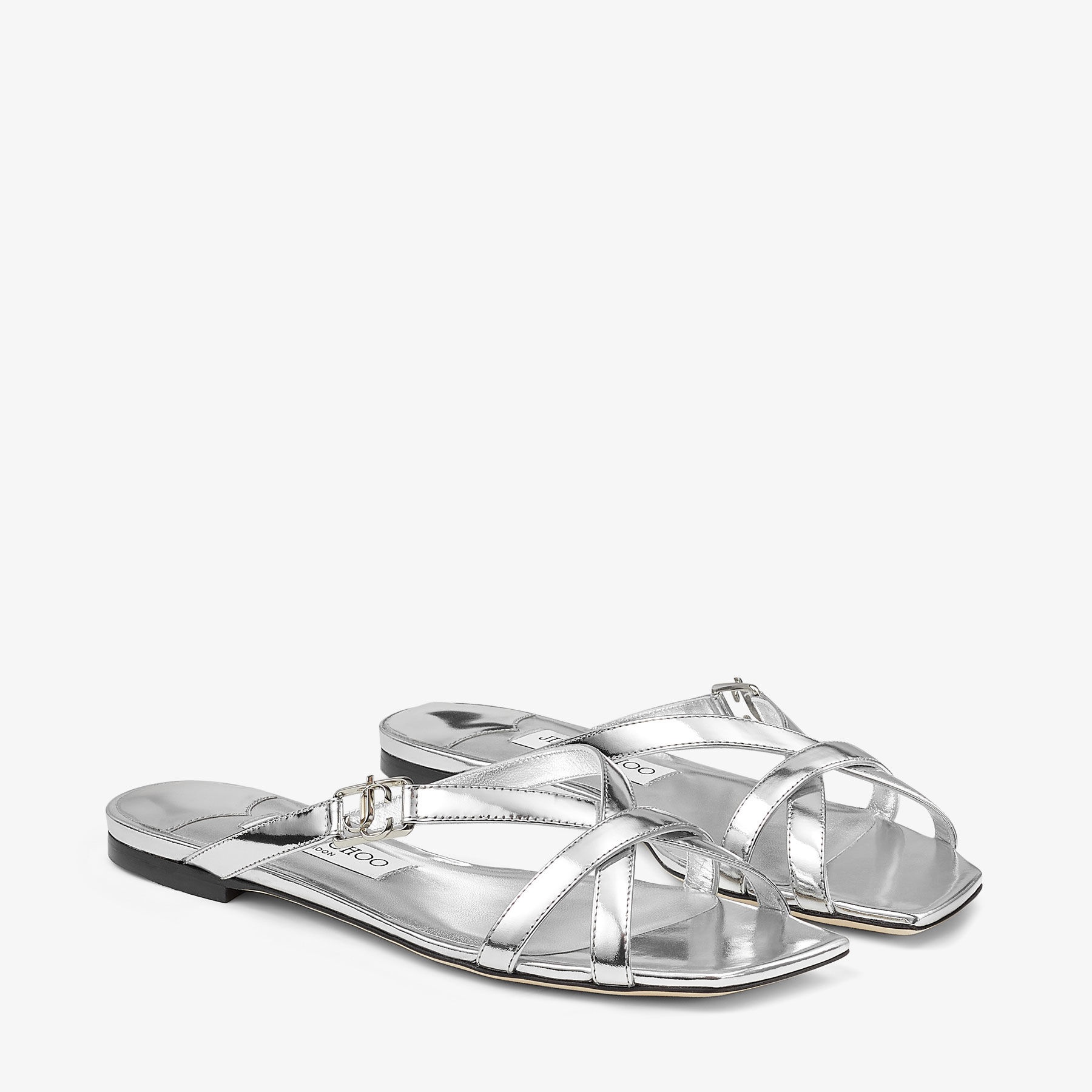 Jess Flat
Silver Liquid Metal Leather Flat Sandals - 2