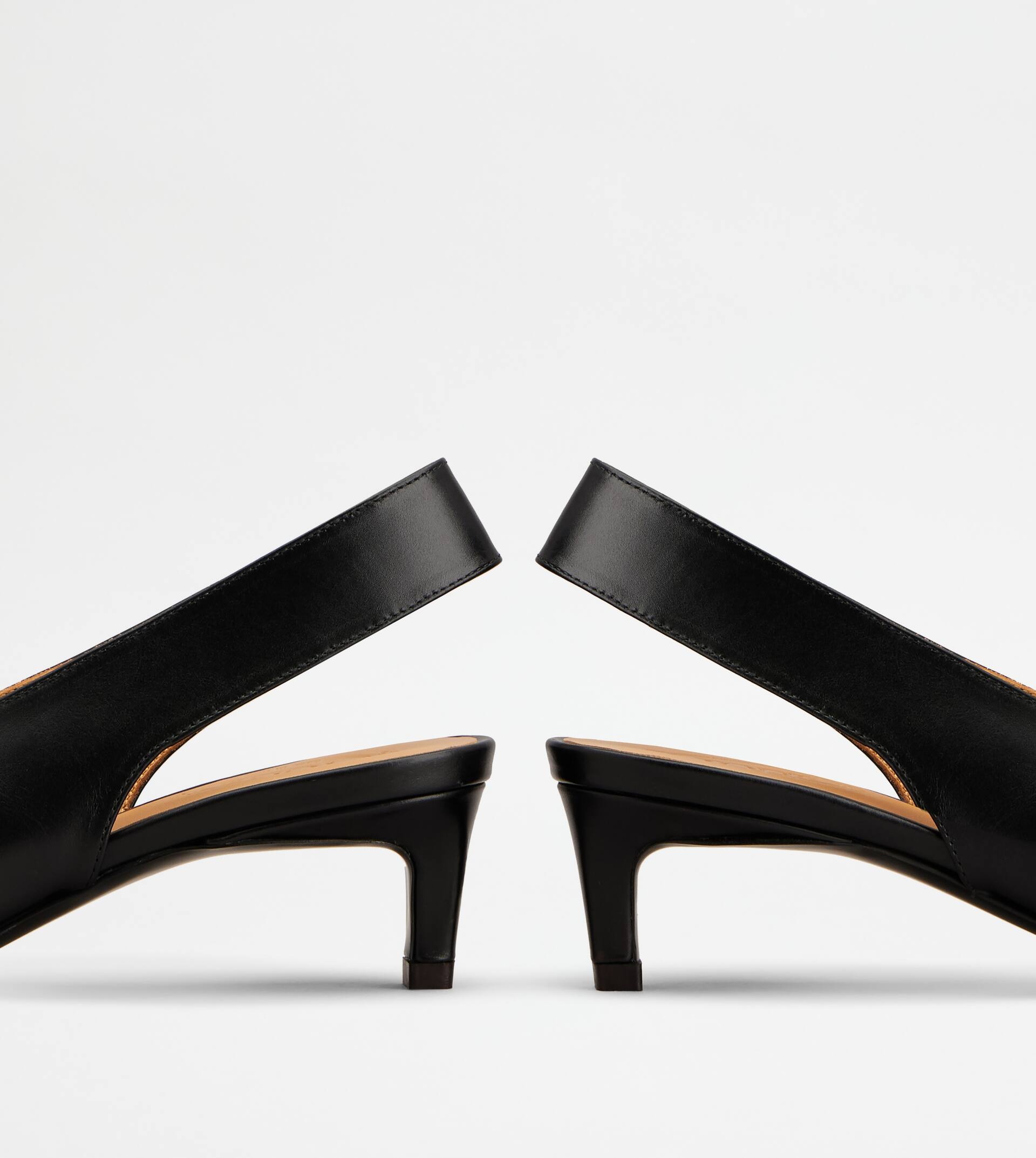 SLINGBACK PUMPS IN LEATHER - BLACK - 5