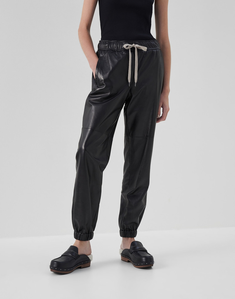 Lux nappa leather track trousers - 1
