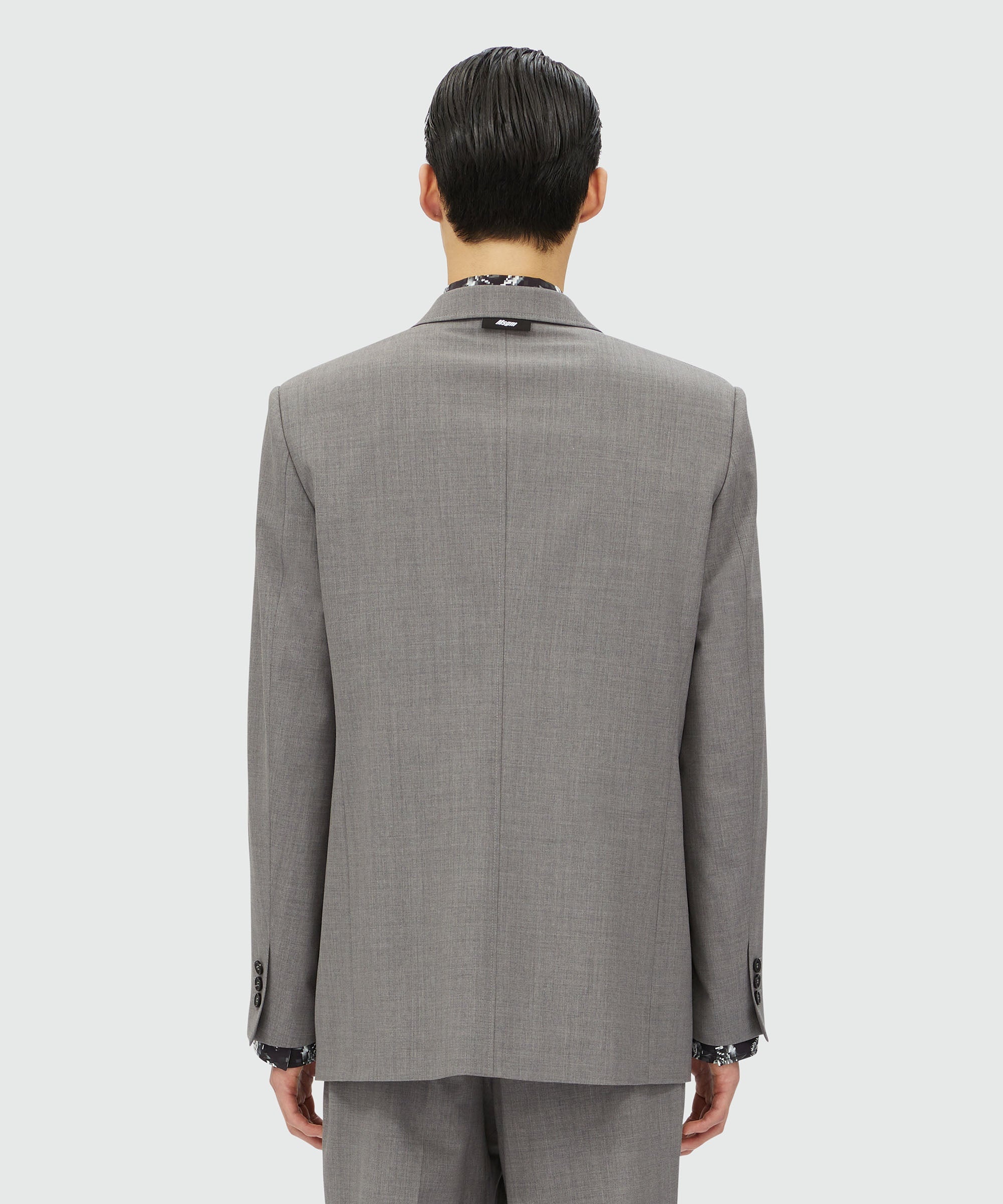 Grey melange virgin wool double-breasted jacket - 3